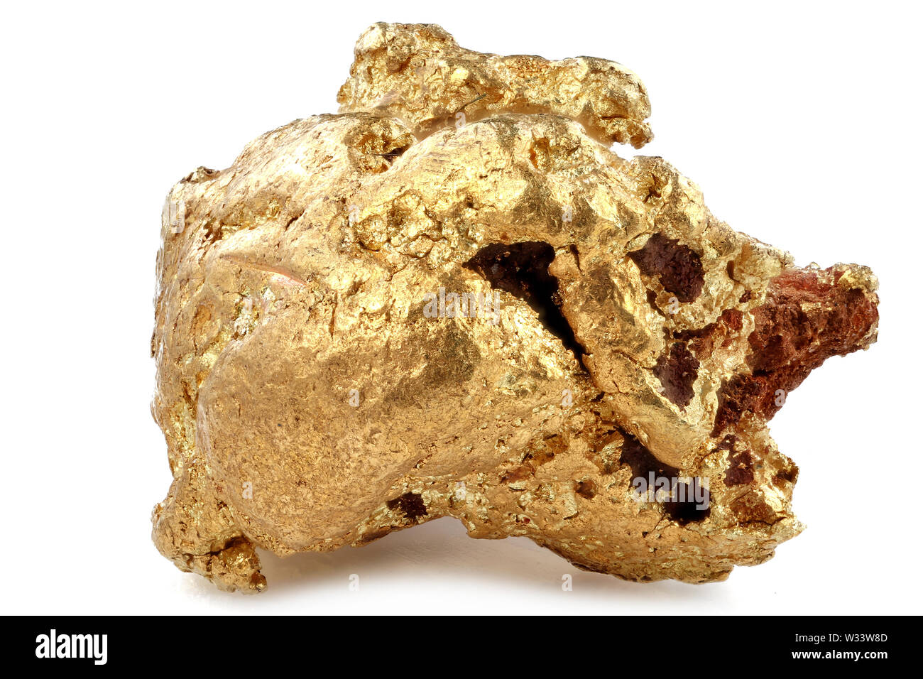 Native 1,05 Gramm Gold Nugget von Kenieba Bezirk, Mali, Afrika isoliert auf weißem Hintergrund Stockfoto