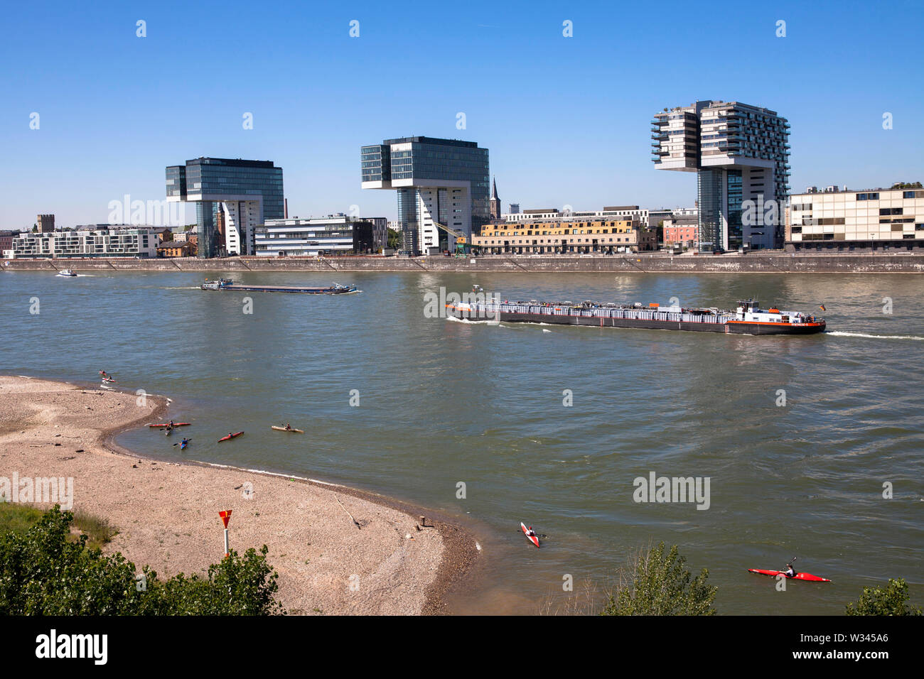 Der Kran Häuser am Rheinauer Hafen, Architekt Hadi Teherani, Rhein, Köln, Deutschland sterben drei Kranhaeuser im Rheinauhafen, Architekt Hadi Stockfoto