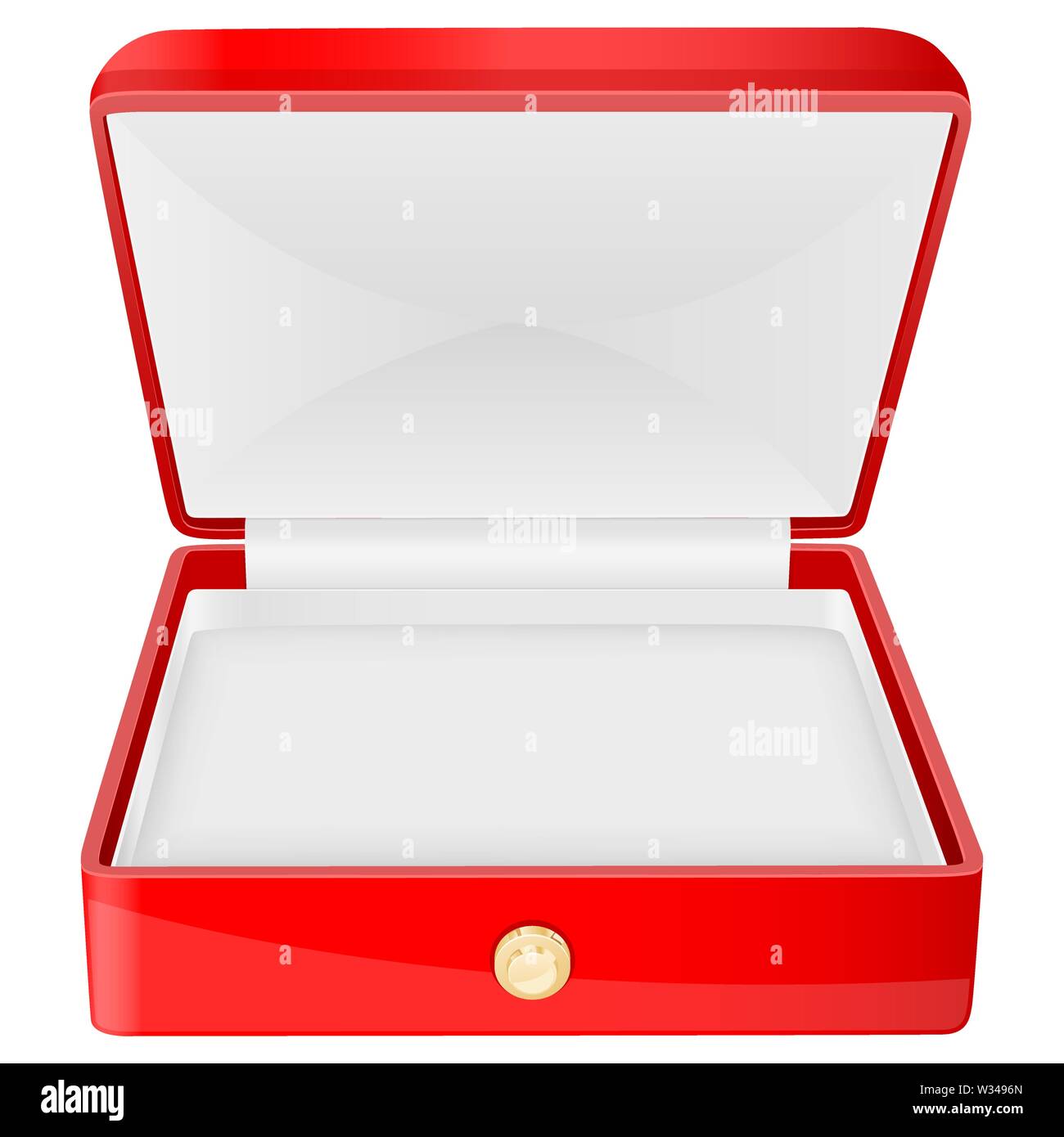 Red Schmuckschatulle mit weißer Bettwäsche. Öffnen leer für Schmuck oder Uhr Stock Vektor