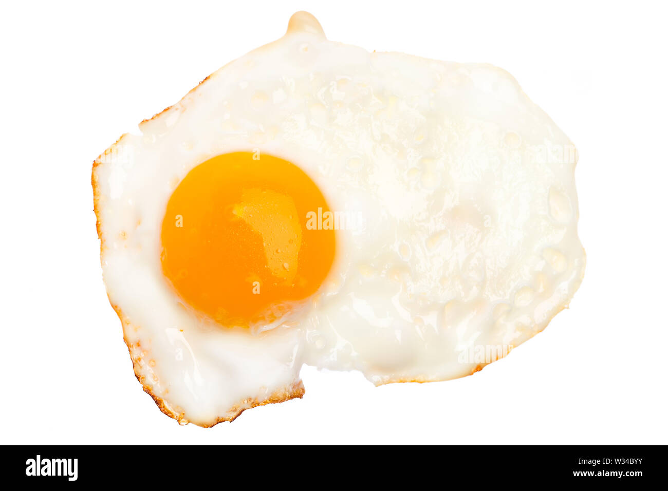 Ein Spiegelei auf weißem Hintergrund Stockfoto