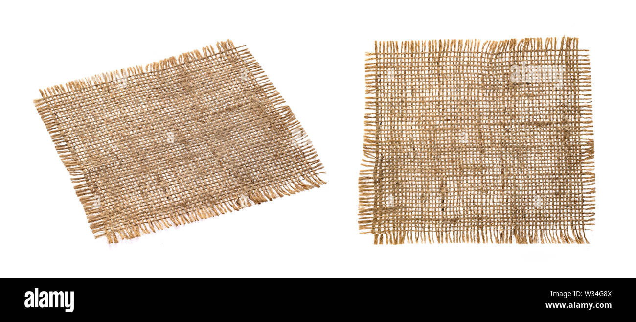 Alte sackleinen Stoff Serviette auf weißem Hintergrund Stockfoto