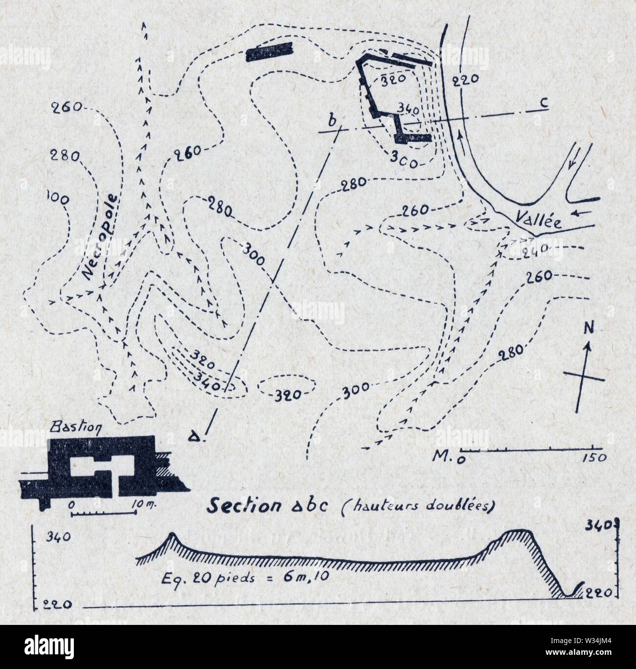 PLAN DE TELL EL-HÉSY. SUR LA RIVE GAUCHE DU WÂDY, DOMINANT LA PLAINE PHILISTER. Stockfoto