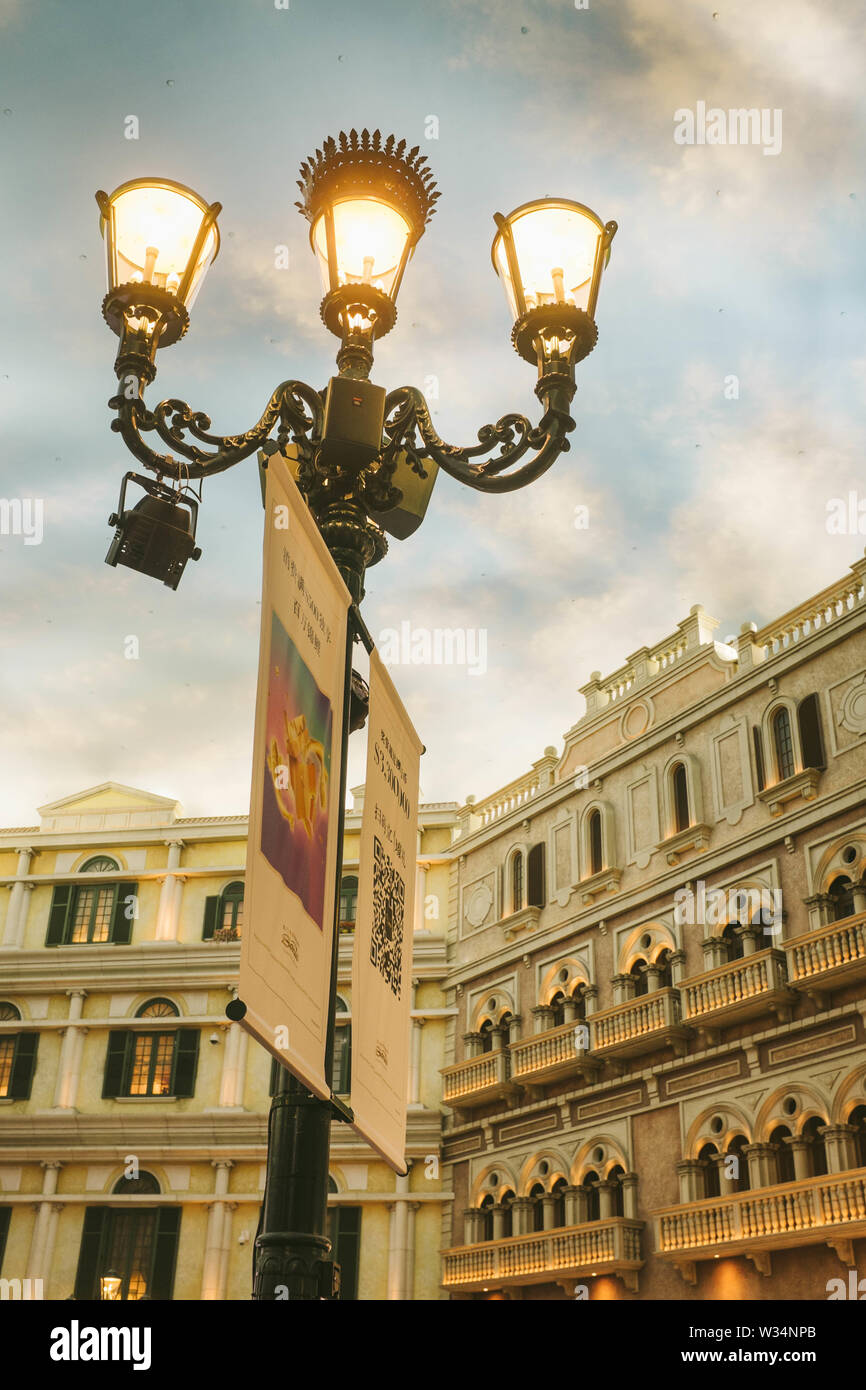 Innenraum der Shopping Mall of the Venetian Macao. Stockfoto