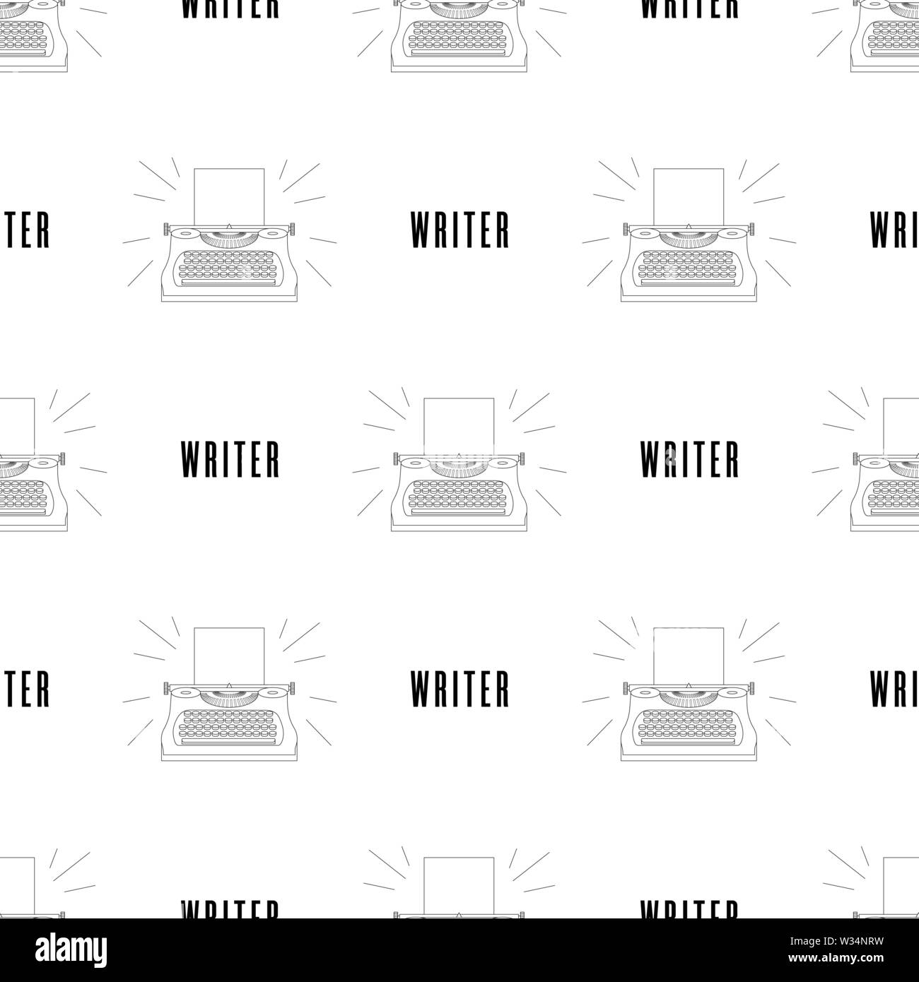 Nahtlose Muster mit Schreibmaschine Maschine. Journalist. Vintage tehnology. Tastatur. Antike Geräte. Vector Illustration für Design, Web, w Stock Vektor