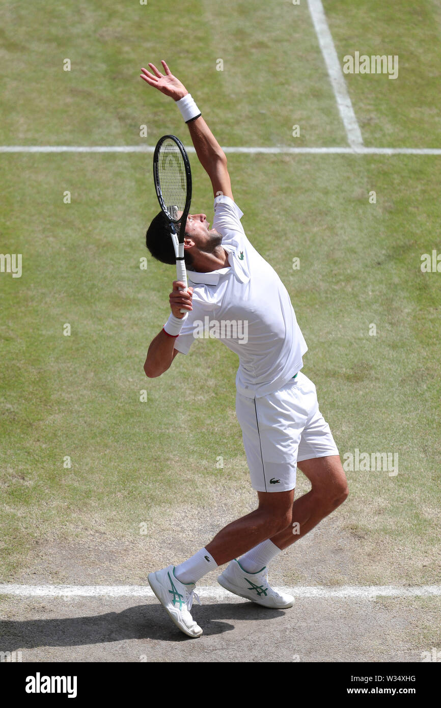 Wimbledon, London, UK. 12. Juli 2019. Wimbledon Tennis Championships, London, UK. Novak Djokovic, Serbien, 2019 Credit: Allstar Bildarchiv/Alamy leben Nachrichten Stockfoto