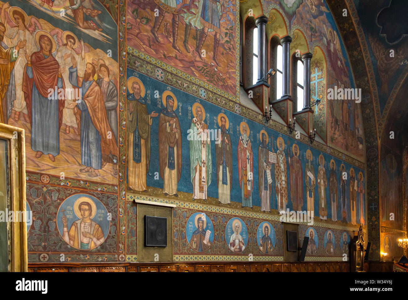Wandmalereien in St. Kyriaki Kathedrale Kirche, Sofia, Bulgarien Stockfoto