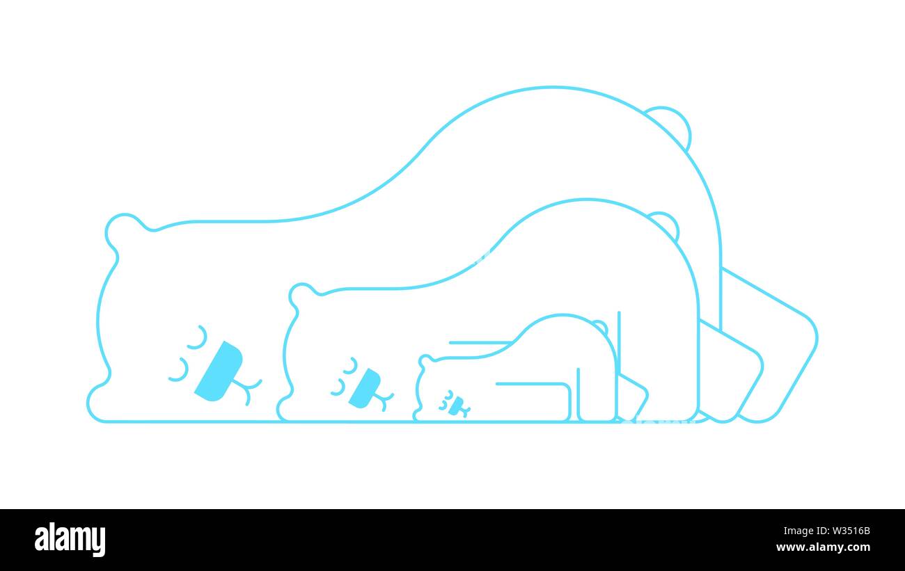 Polar Bear Family ist eingeschlafen. Tier schläft. Vector Illustration Stock Vektor