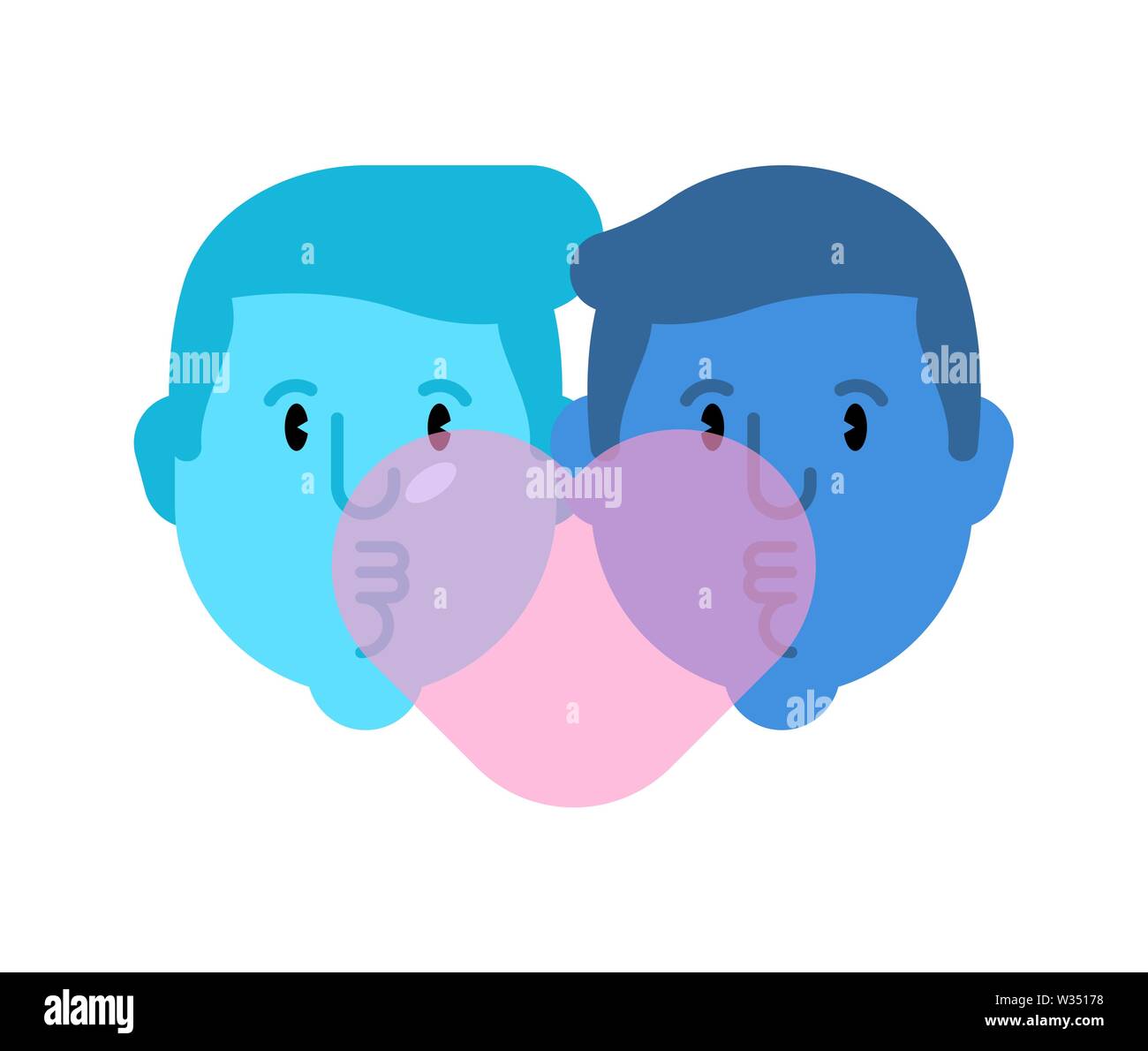 Homosexuelles Paar Liebe. in Herzform mit Kaugummi. Vector Illustration Stock Vektor