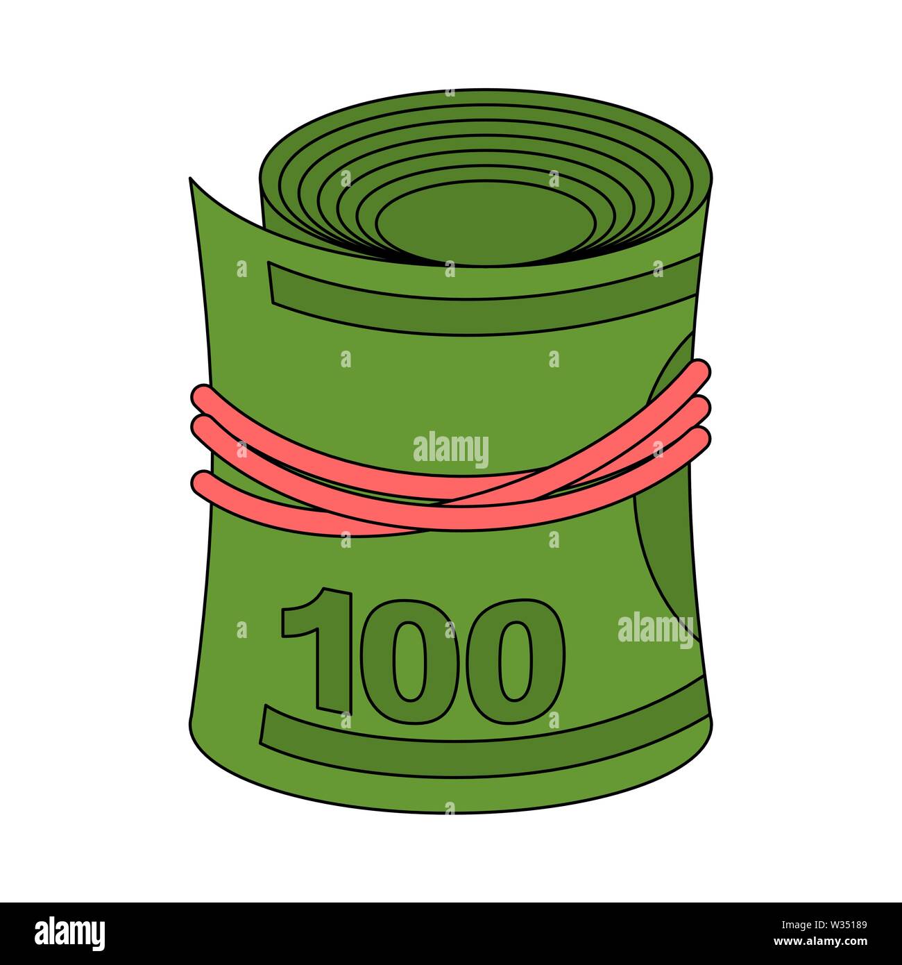 Geld roll isoliert. Dollar cash gerollt. Vector Illustration Stock Vektor