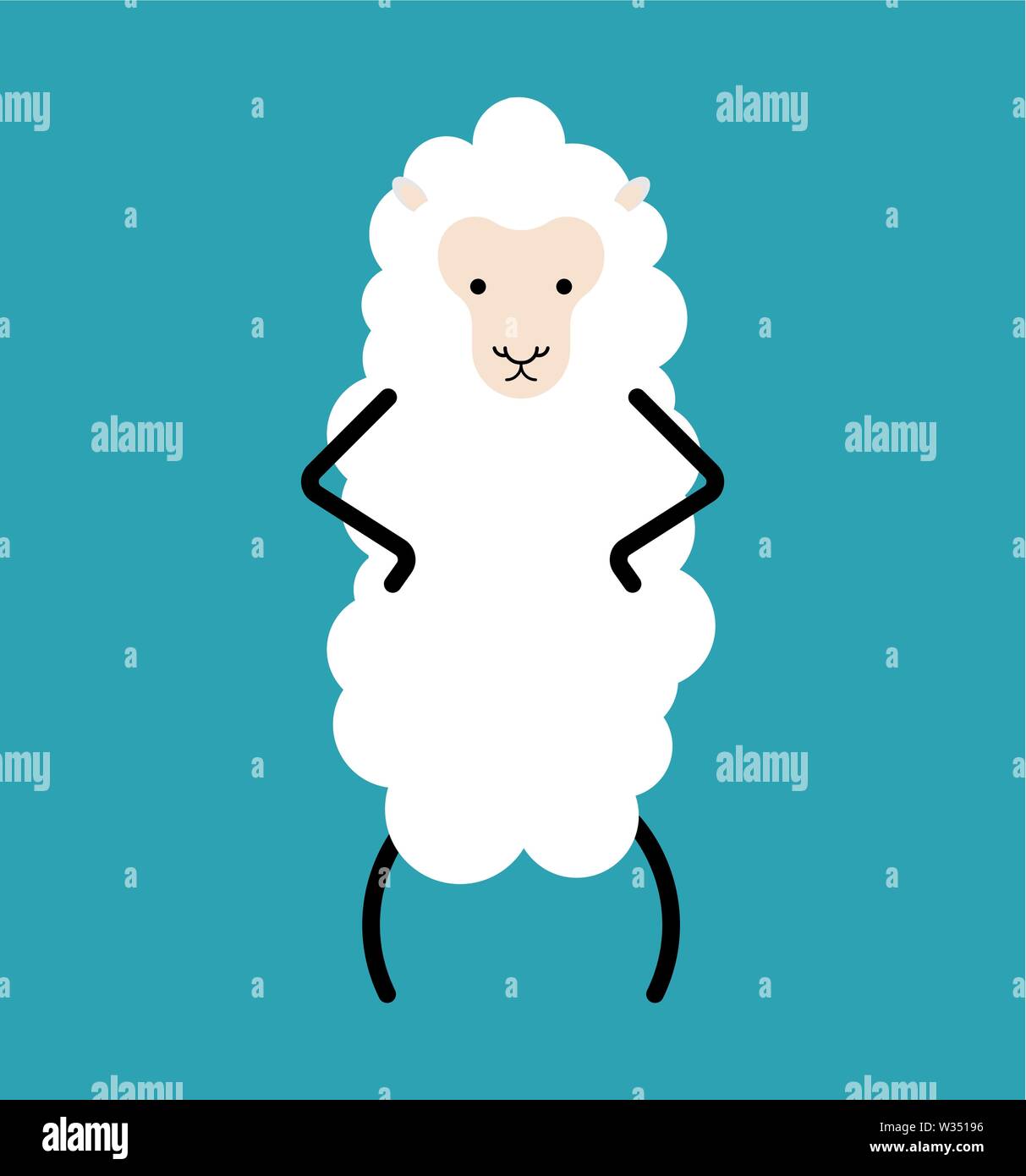Kleine weiße Schafe isoliert. Farm Animal Vector Illustration Stock Vektor