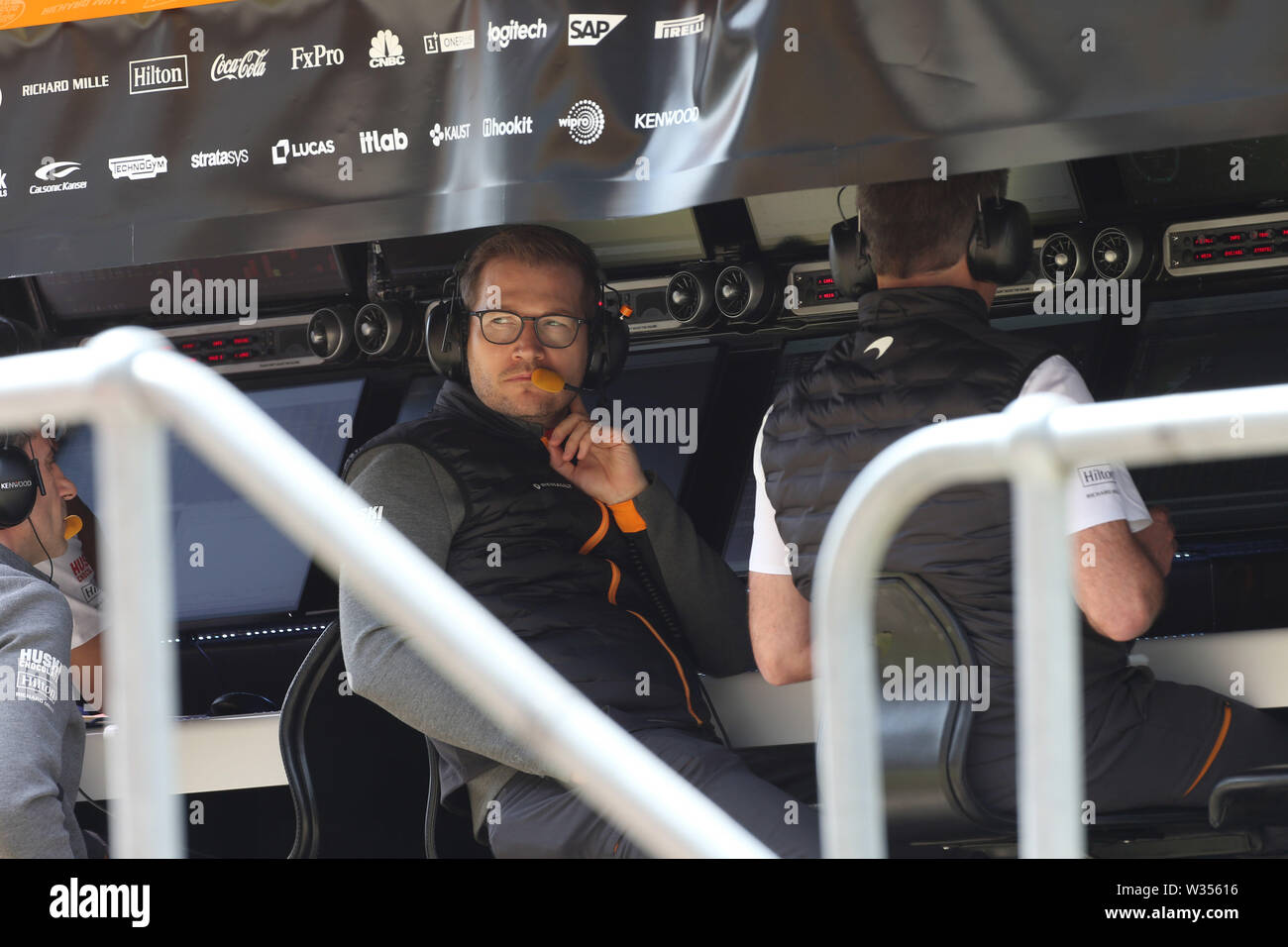 Silverstone, Großbritannien. 11. Juli, 2019. &#Xa9; Foto 4/LaPresse 12/07/2019 Silverstone, England Sport Formel 1 Grand Prix von England 2019 In der Pic: Freies Training 2, Andreas Seidl (GER) McLaren Geschäftsführer. Credit: LaPresse/Alamy leben Nachrichten Stockfoto