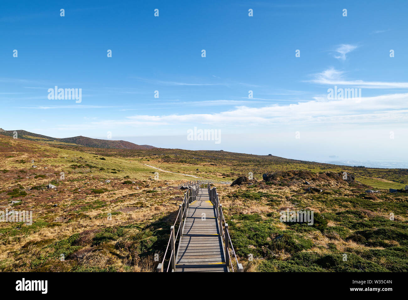 Der Weg nach oben hallasan Berg, Jeju Island, South Korea. Stockfoto