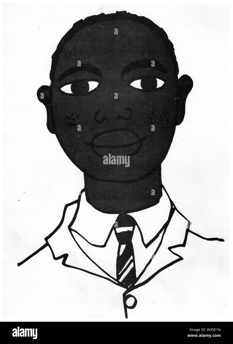 Schwarzer Mann. Bild von Trainern während der alphabetisierungskurse, Lyon, Frankreich Stockfoto