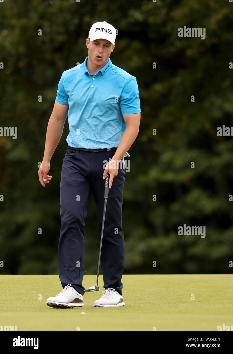 Schottlands Calum Hill im 8. grün während Tag zwei der Aberdeen Standard Investitionen Scottish Open im Renaissance Club, North Berwick. Stockfoto