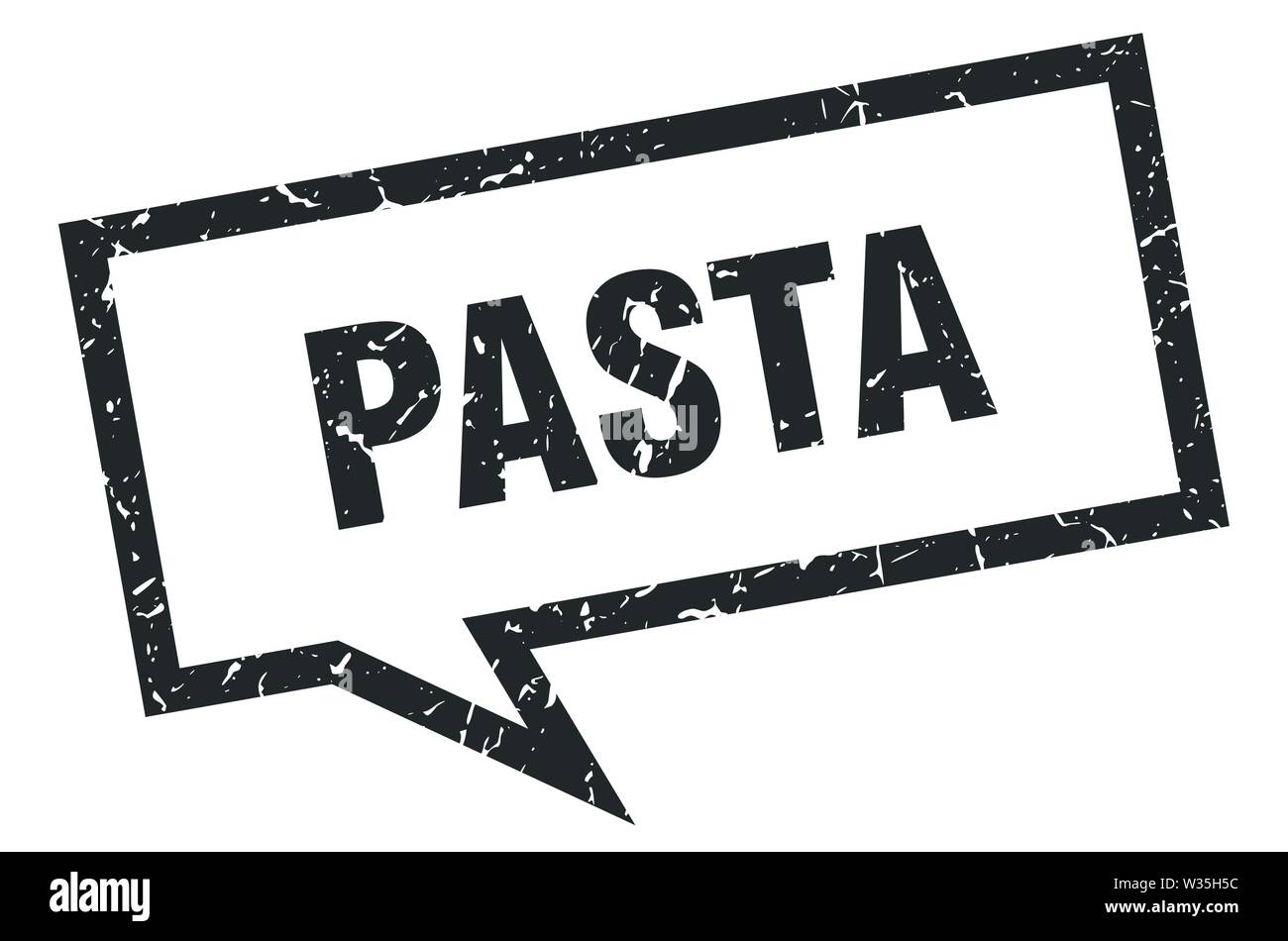 Pasta unterzeichnen. Pasta Pasta square Sprechblase. Stock Vektor