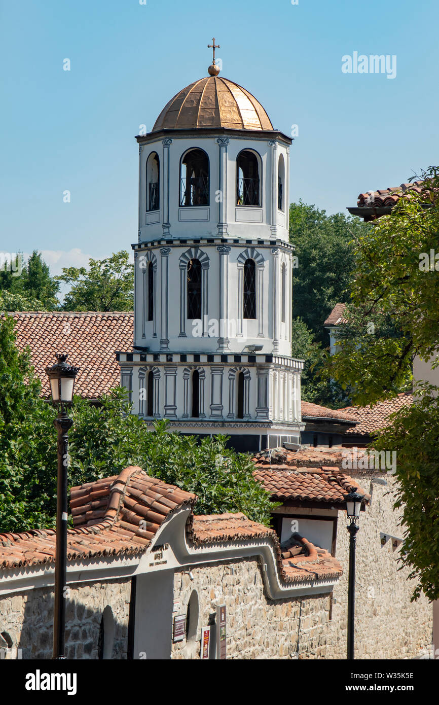Glockenturm von St. Konstantin und St. Elena Kirche, Altstadt, Plovdiv, Bulgarien Stockfoto