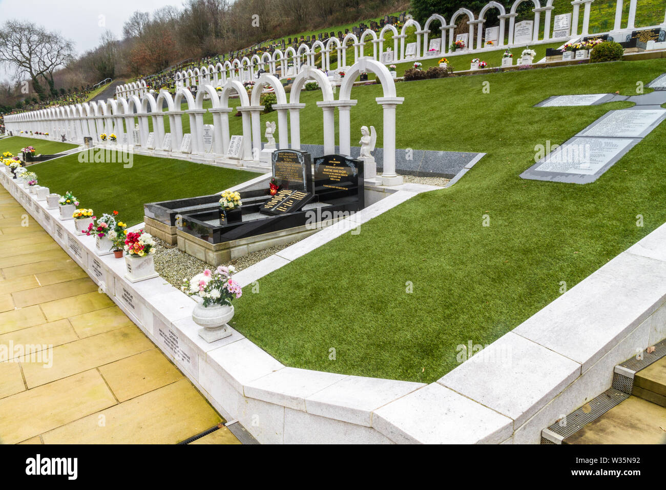 Aberfan, Wales - Disaster Memorial Garden, Landschaft, am 17. Februar 2019 in Großbritannien, Landschaft. Stockfoto