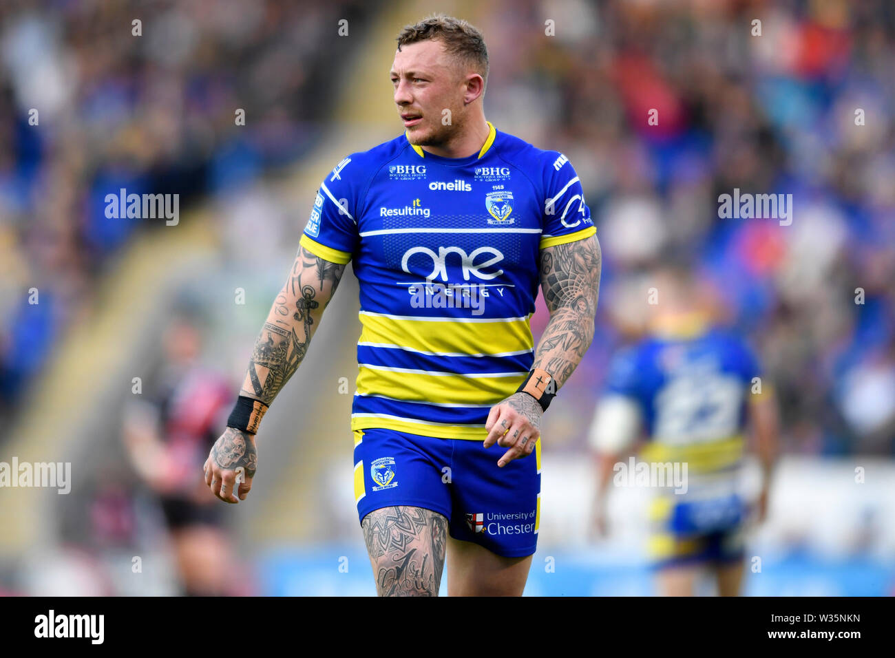 Warrington, Cheshire, UK. 12. Juli, 2019. RFL Rugby League, Warrington Wolves versus Salford Roten Teufel; Josh Charnley von Warrington Wolves Credit: Aktion plus Sport/Alamy leben Nachrichten Stockfoto