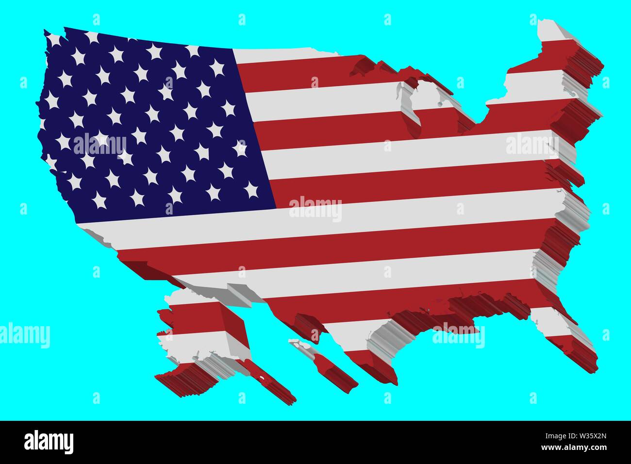 3D-Vektor Flagge Karte der USA Stock Vektor
