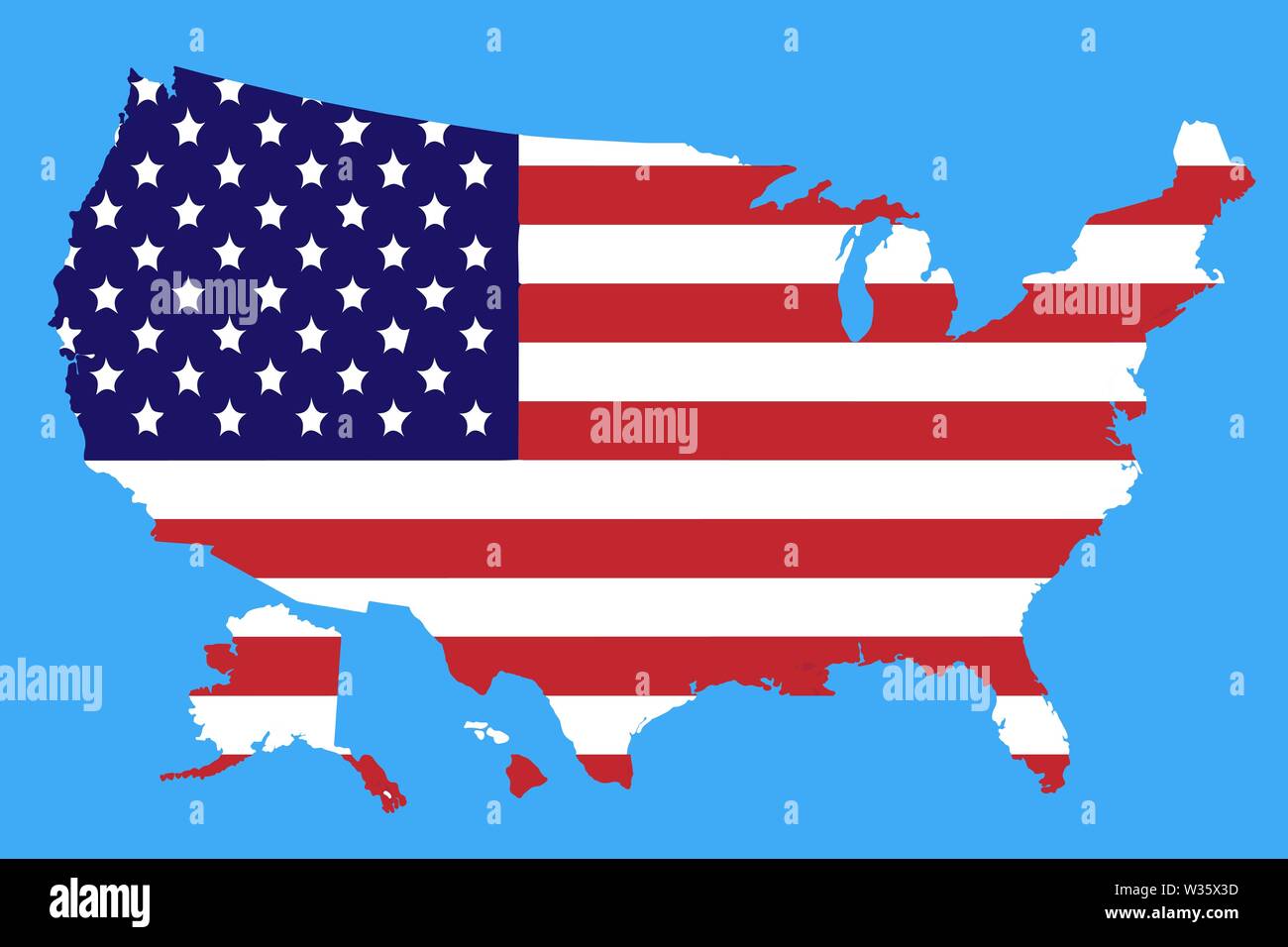 Vektor Flagge Karte der USA Stock Vektor