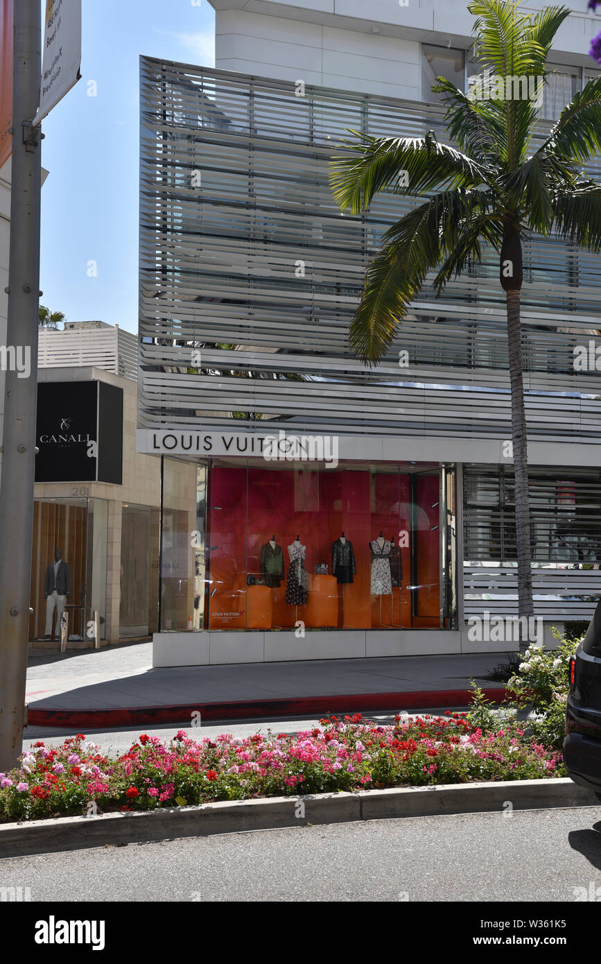 LOS ANGELES, CA/USA, 8. Juli 2019: Die Louis Vuitton store am Rodeo Drive in Beverly HIlls Stockfoto
