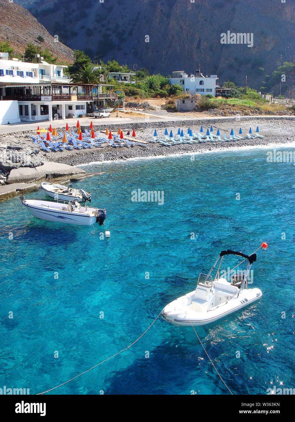 Agia Roumeli griechische Insel Port samagia George Hintergrundbild Stockfoto