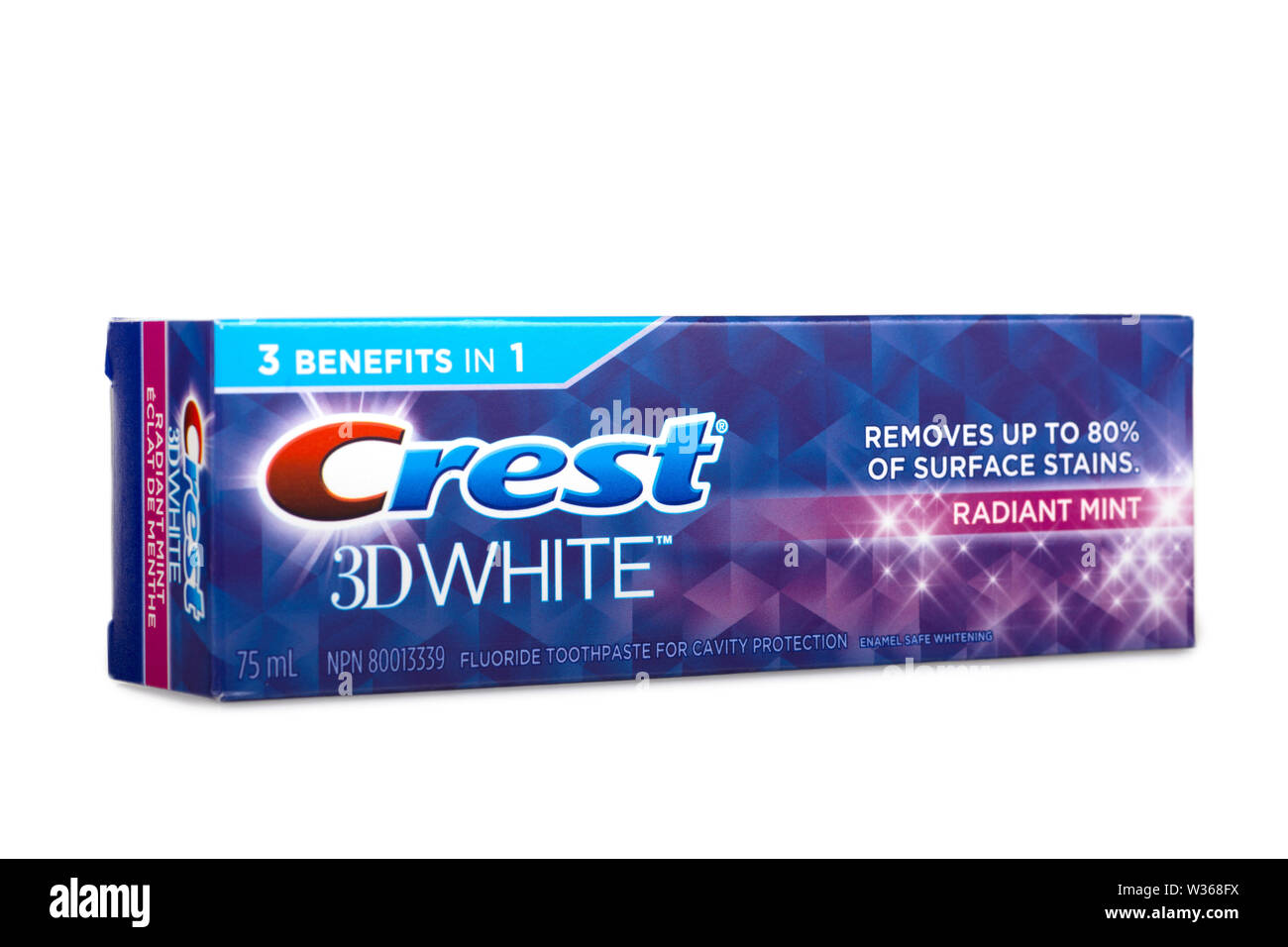 Crest Toothpase, 3D Weiß, Rohr, Feld Stockfoto