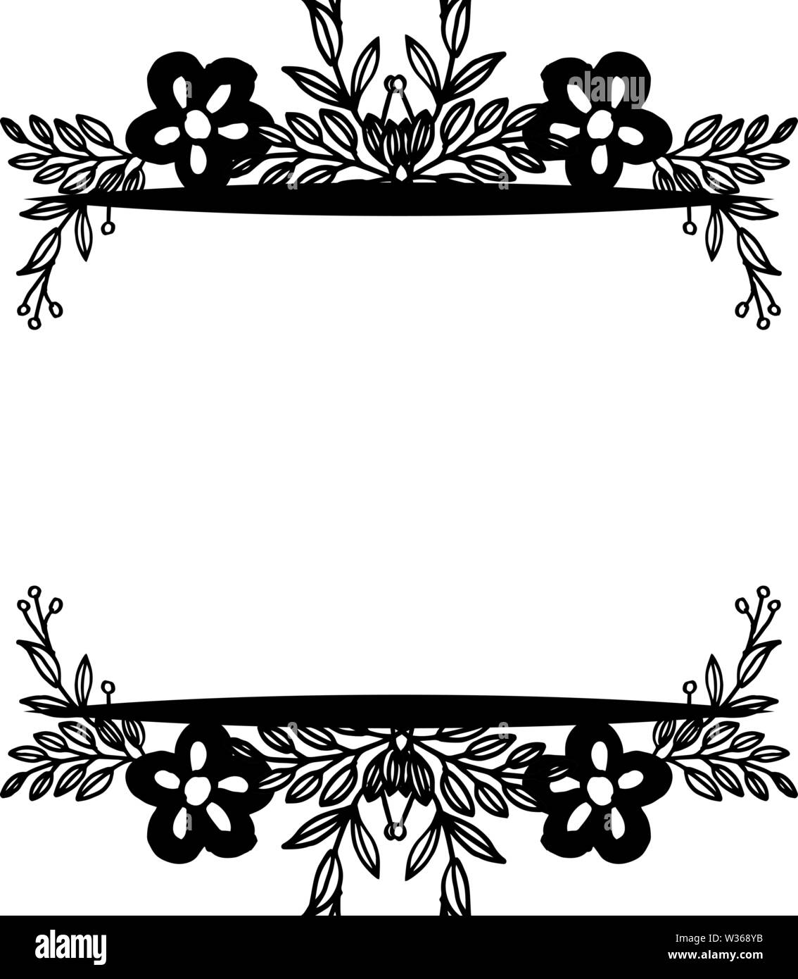 Blumen und Blätter von tropischen Pflanzen, Einladungskarte und Grußkarte. Vektor Stock Vektor