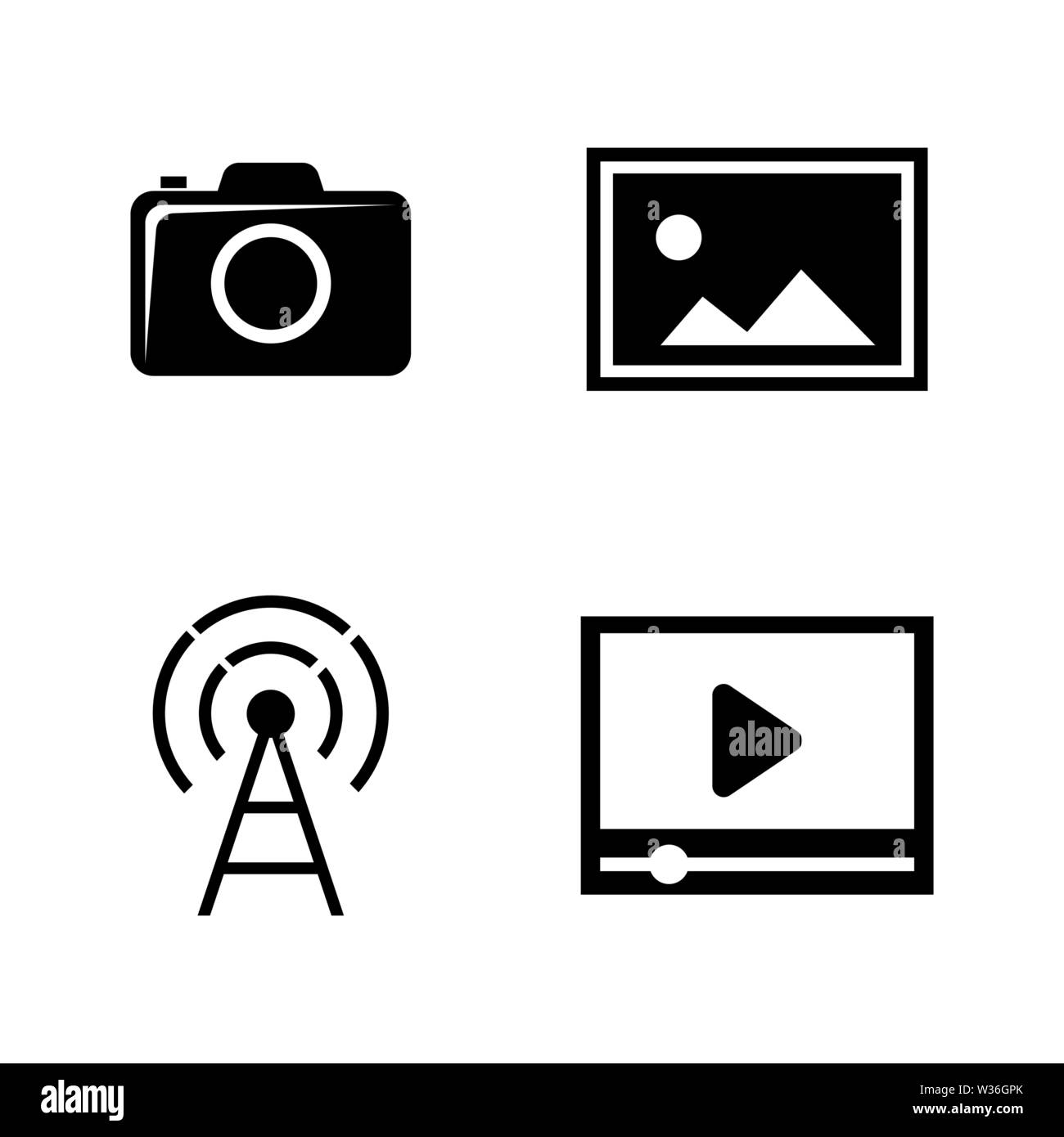 DSLR-Kamera. Einfache ergänzende Vector Icons Set für Video, Mobile Anwendungen, Websites, Print Projekte und ihre Gestaltung. Abbildung schwarz auf weiß Hinterg Stock Vektor