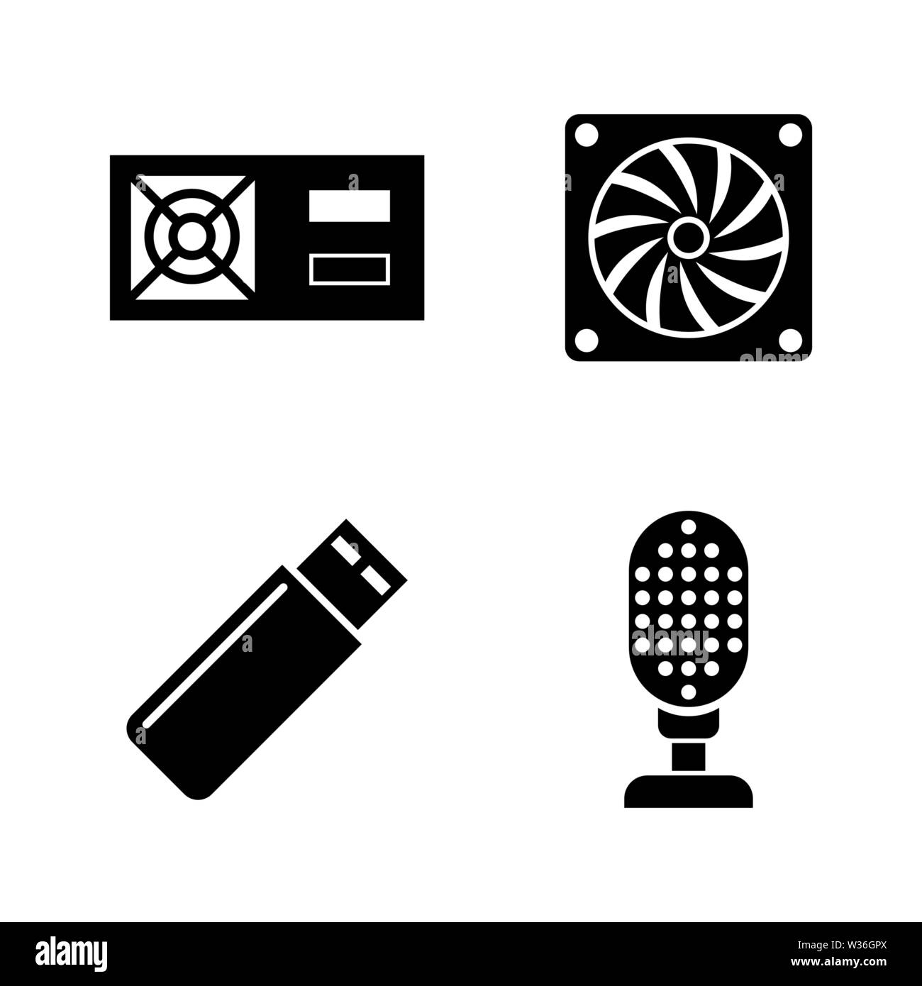 Hardware. Einfache ergänzende Vector Icons Set für Video, Mobile Anwendungen, Websites, Print Projekte und ihre Gestaltung. Abbildung schwarz auf weiß Backgrou Stock Vektor