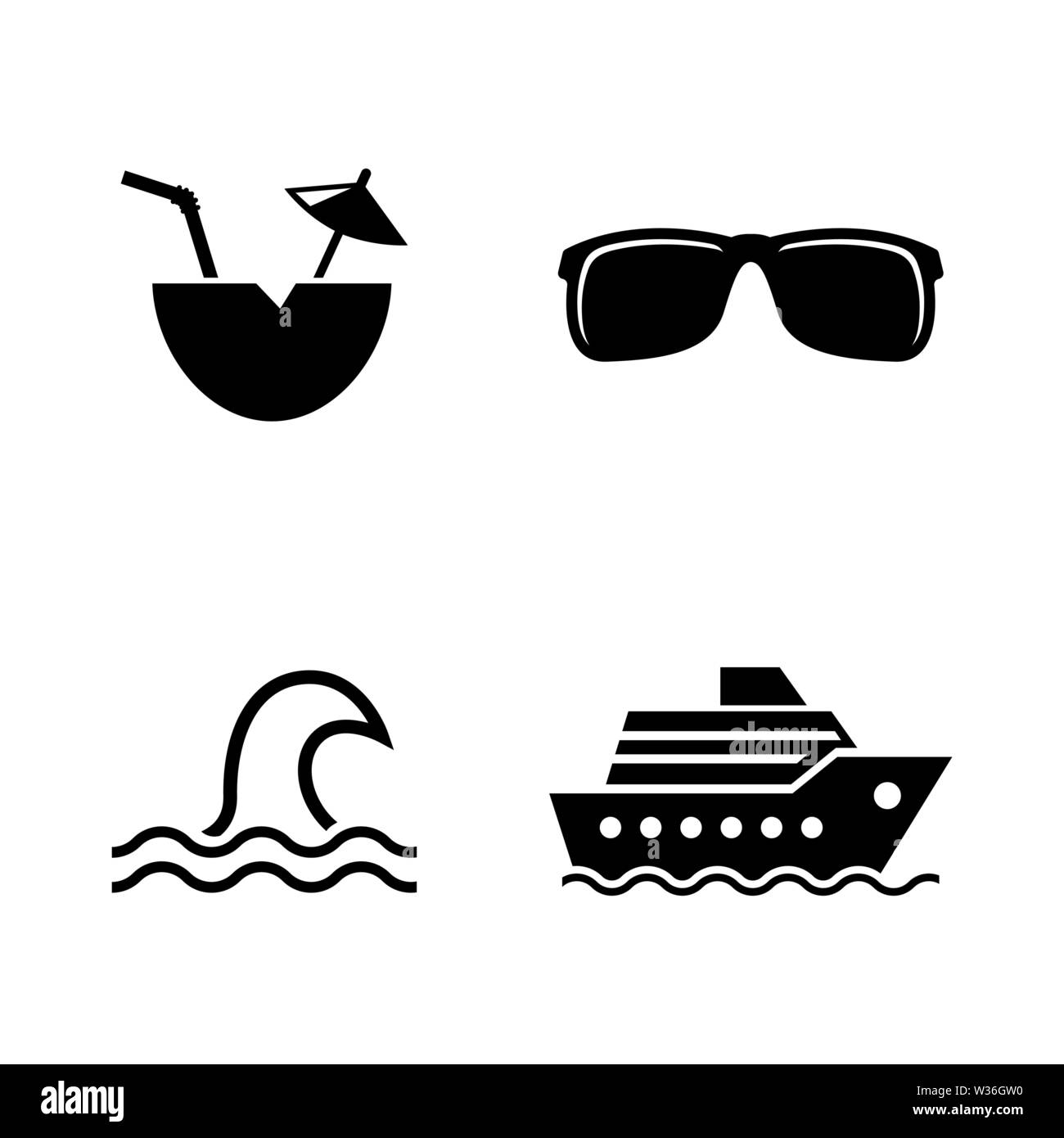 Kreuzfahrt, Meer reisen. Einfache ergänzende Vector Icons Set für Video, Mobile Anwendungen, Websites, Print Projekte und ihre Gestaltung. Kreuzfahrt, Meer reisen Symbol Schwarz F Stock Vektor