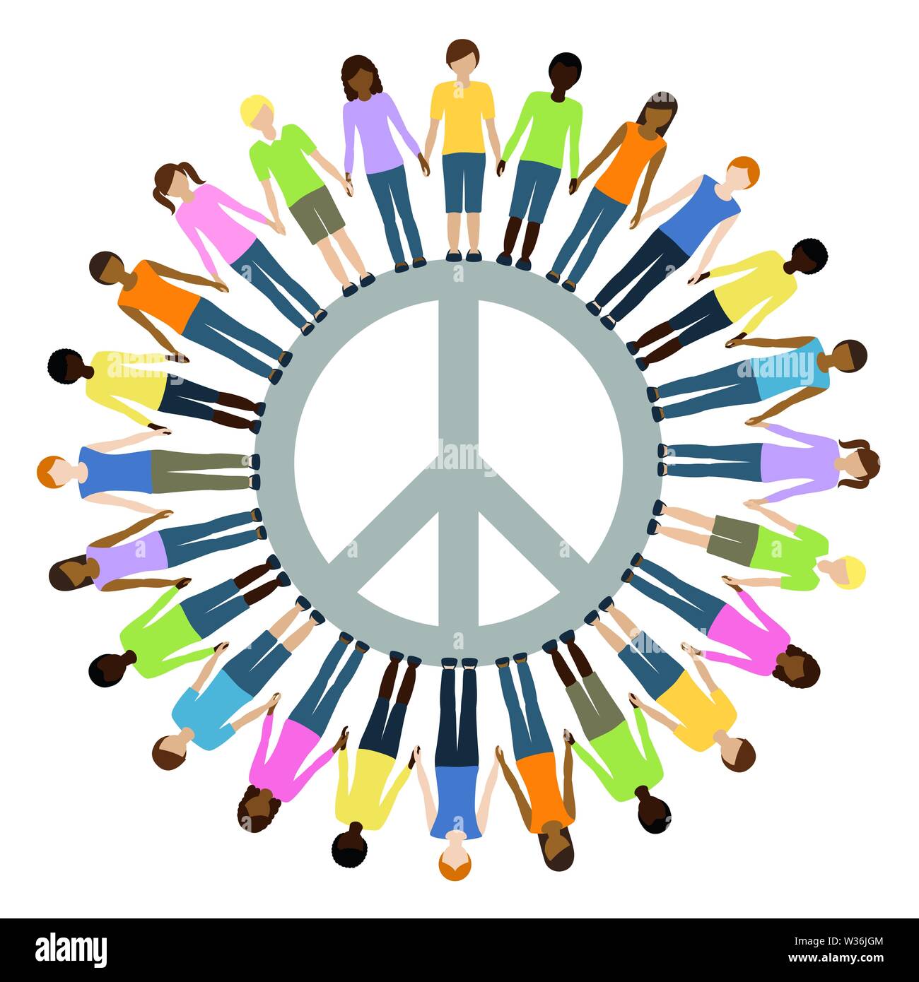 Kinder unterschiedlicher Herkunft mit Peace Symbol Freiheit konzept Vektor-illustration EPS 10. Stock Vektor