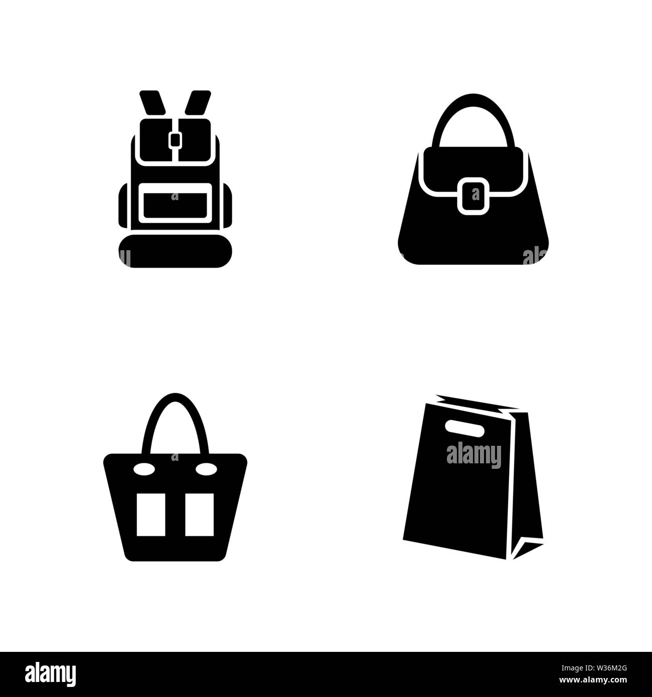 Taschen. Einfache ergänzende Vector Icons Set für Video, Mobile Anwendungen, Websites, Print Projekte und ihre Gestaltung. Abbildung schwarz auf weißem Hintergrund. Stock Vektor