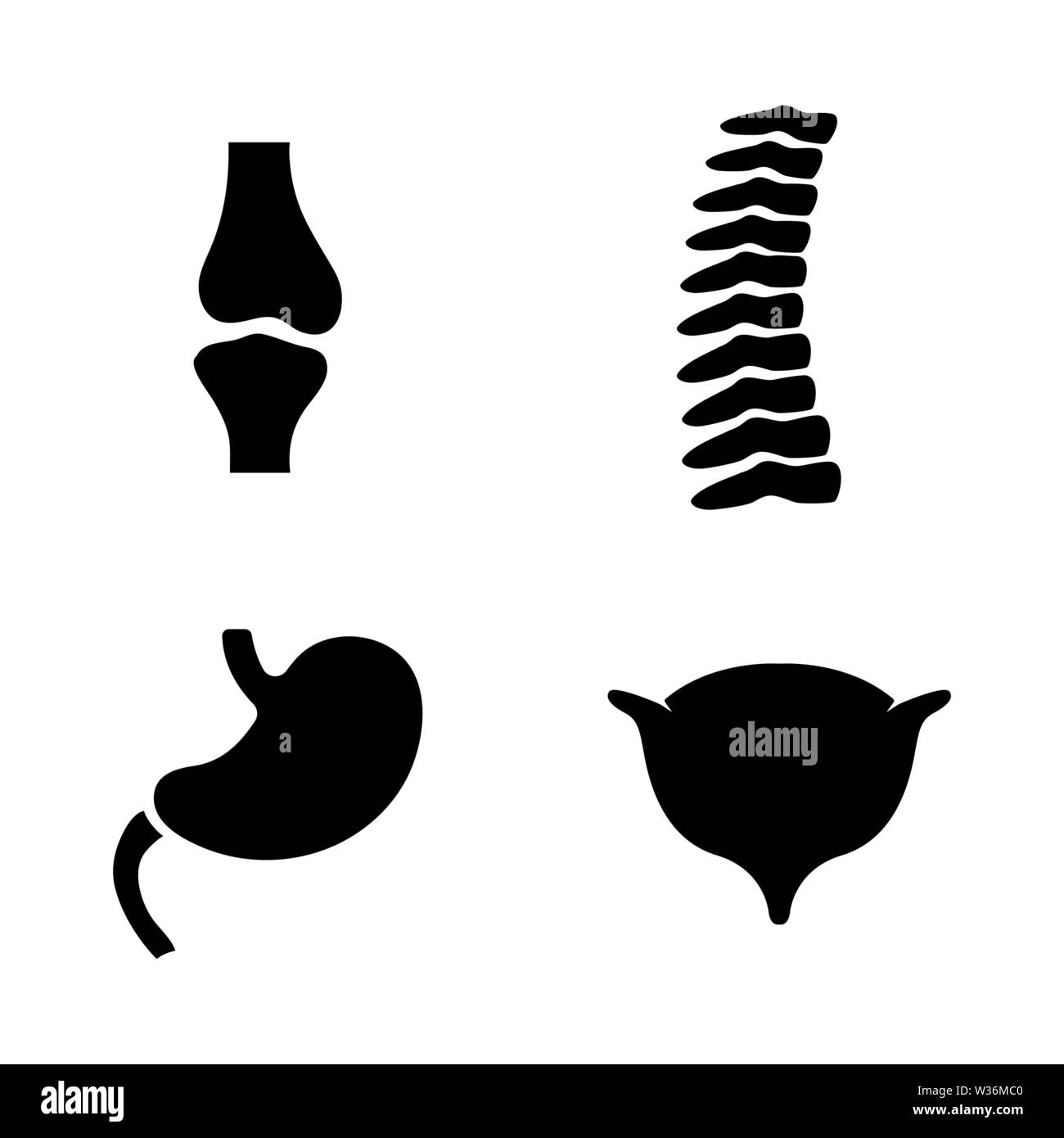 Menschliche Organe. Einfache ergänzende Vector Icons Set für Video, Mobile Anwendungen, Websites, Print Projekte und ihre Gestaltung. Menschliche Organe Symbol schwarz Illustra Stock Vektor