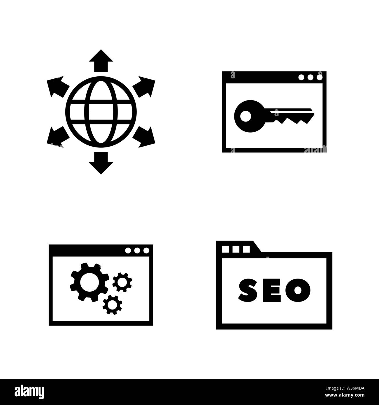 Search Engine Optimization. Einfache ergänzende Vector Icons Set für Video, Mobile Anwendungen, Websites, Print Projekte und ihre Gestaltung. SEO Optimierung Symbol B Stock Vektor