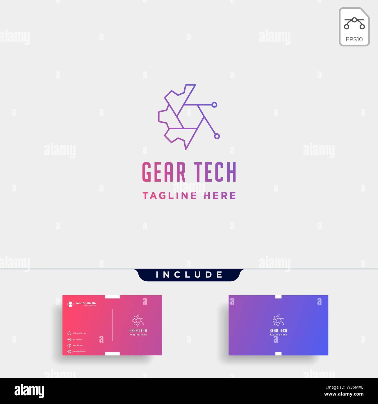 Gear technology logo Vektor Motor Industrie Symbol zeichen isoliert Stock Vektor
