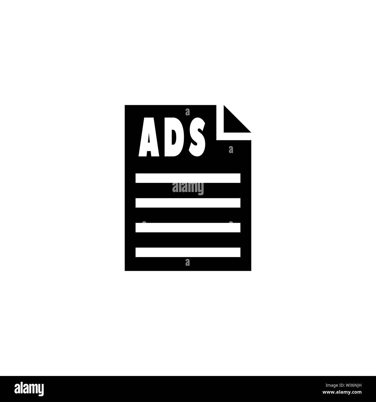 Ads Papier Vektor icon. Einfache flache Symbol auf weißem Hintergrund Stock Vektor