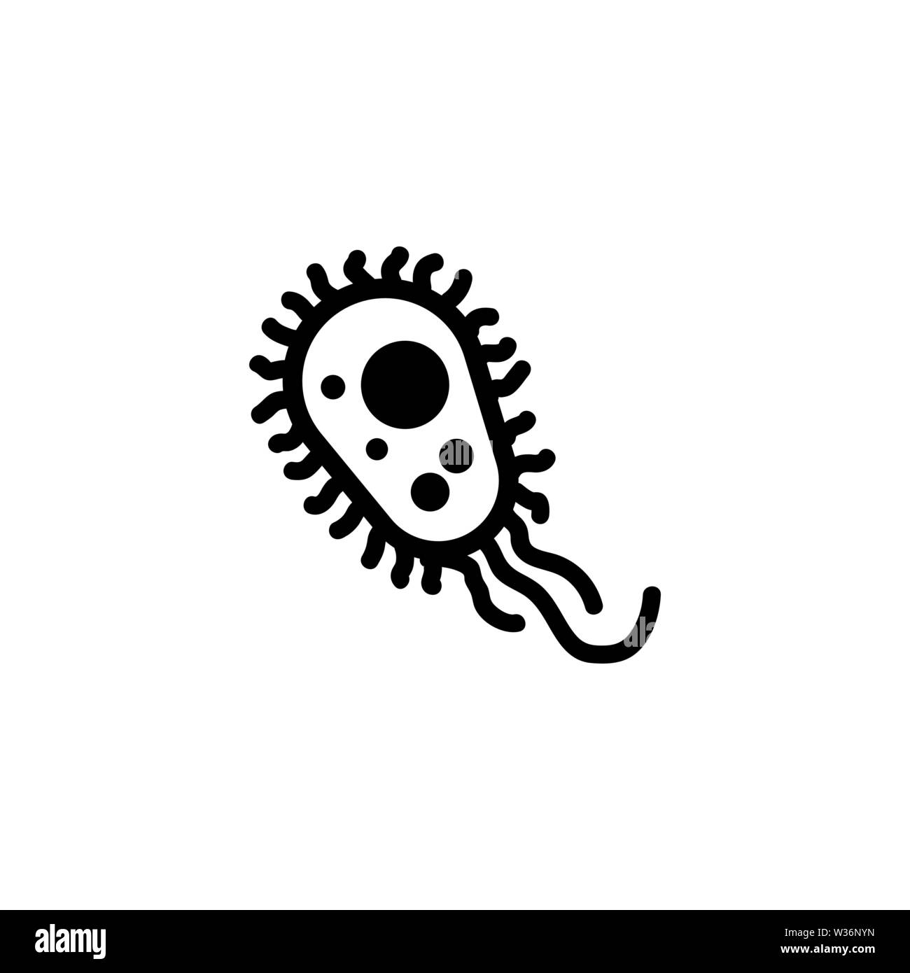 Paramecium Caudatum. Flache Vektor Icon. Einfach schwarzes Symbol auf weißem Hintergrund Stock Vektor