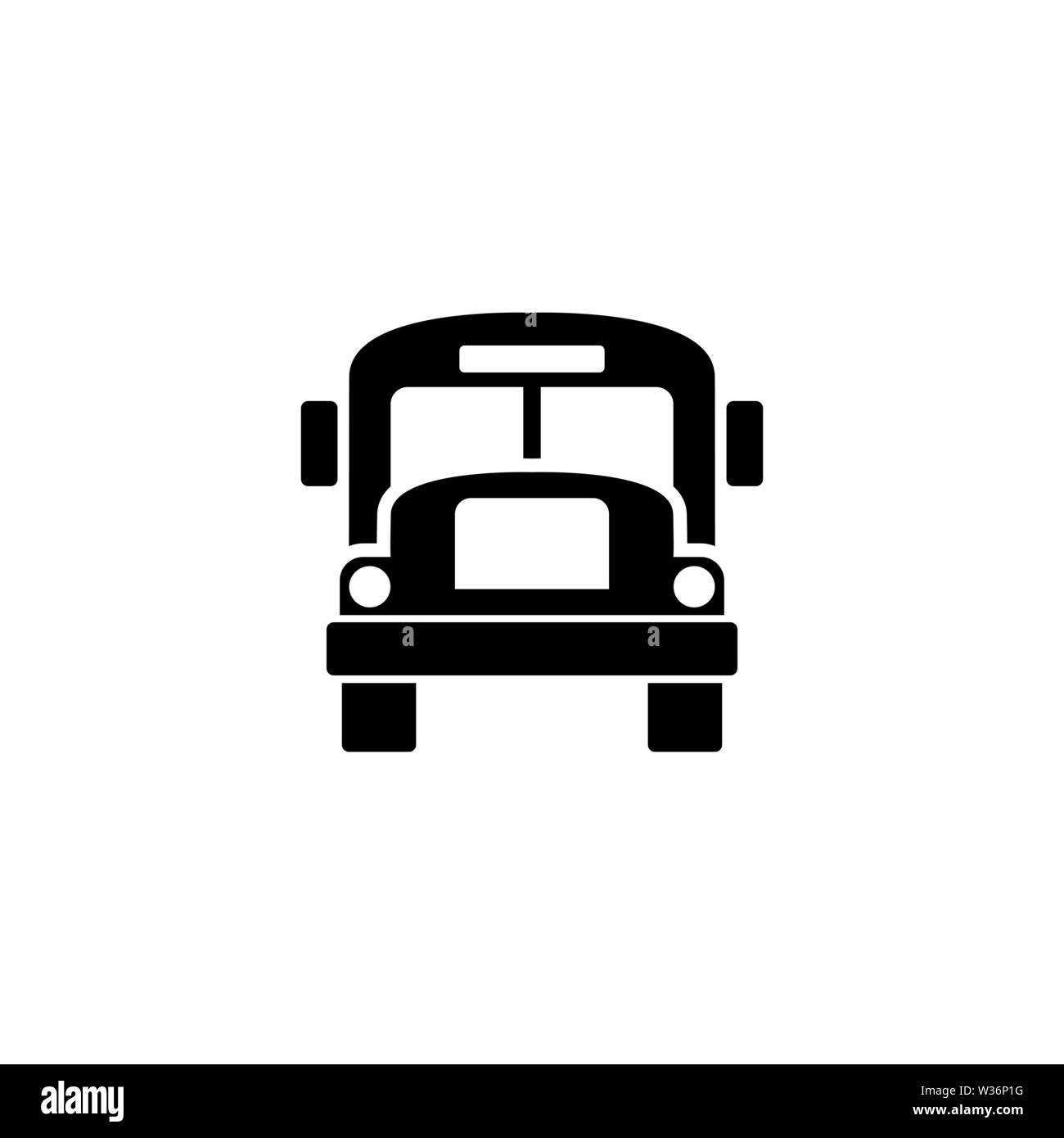School Bus. Flache Vektor Icon. Einfach schwarzes Symbol auf weißem Hintergrund Stock Vektor