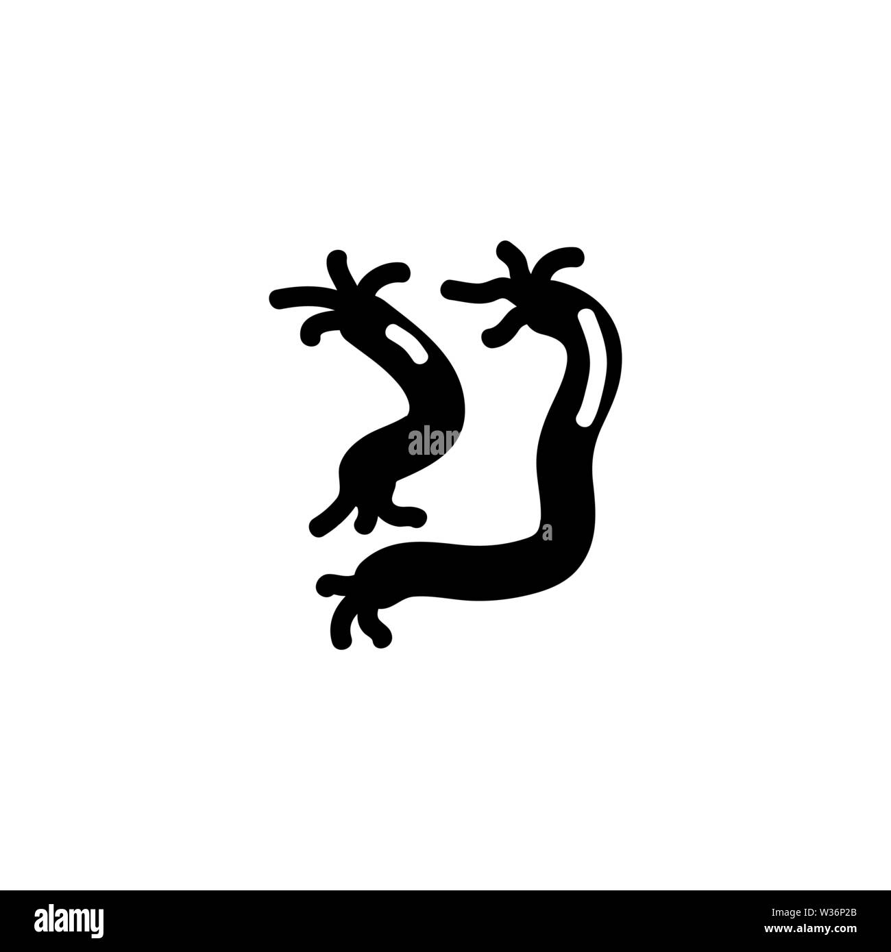 Wurm Parasit. Flache Vektor Icon. Einfach schwarzes Symbol auf weißem Hintergrund Stock Vektor