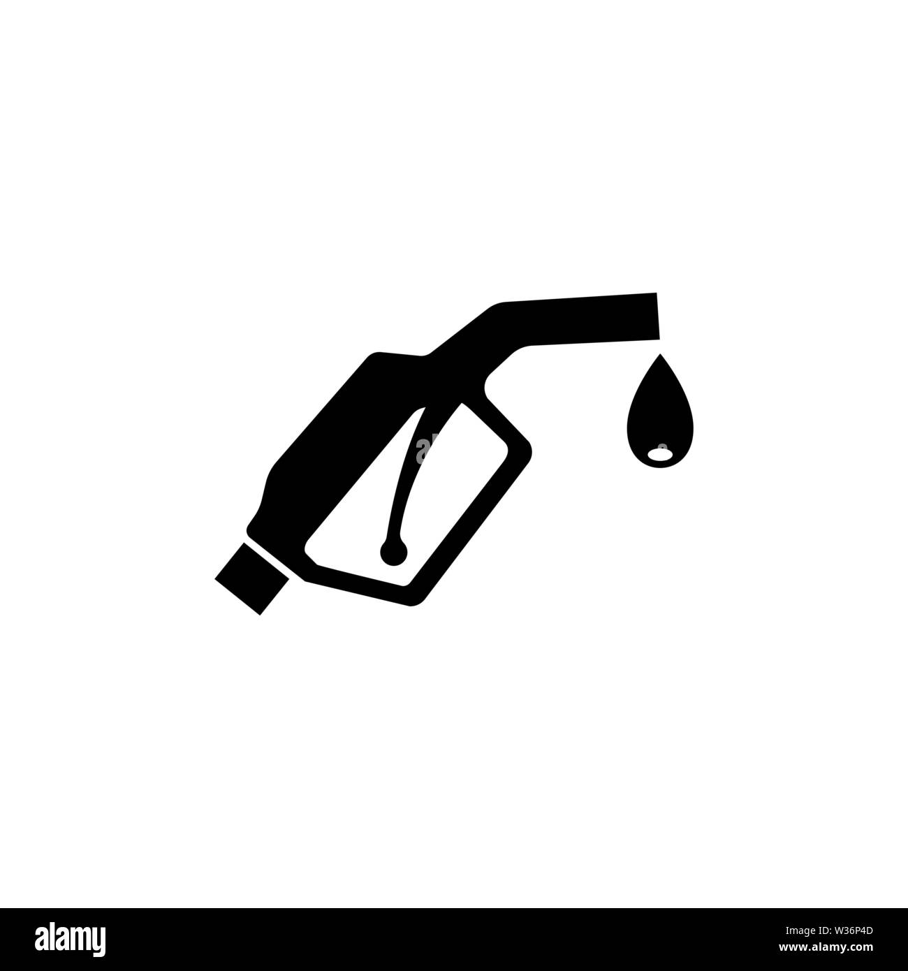 Benzin Pumpe Düse. Kraftstoffpumpe. Flache Vektor Icon. Einfach schwarzes Symbol auf weißem Hintergrund Stock Vektor