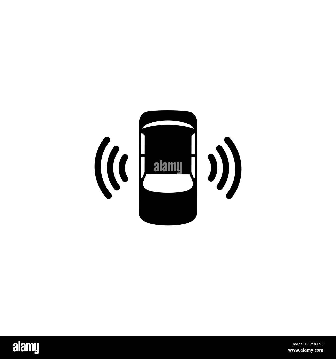 Auto Assistant und Traffic Monitoring System. Flache Vektor Icon. Einfach schwarzes Symbol auf weißem Hintergrund Stock Vektor