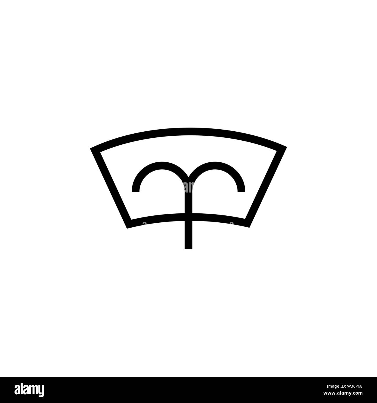 Scheibenwischer und Scheibenwaschanlage. Flache Vektor Icon. Einfach schwarzes Symbol auf weißem Hintergrund Stock Vektor