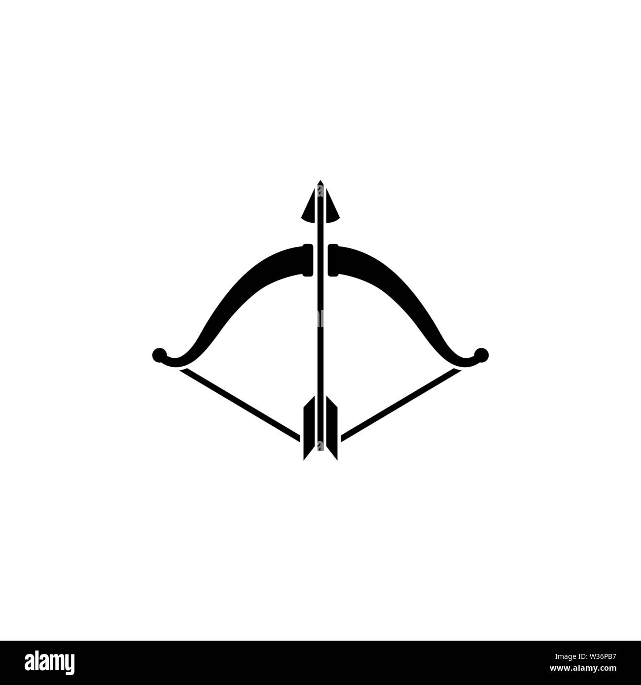 Pfeil und Bogen. Flache Vektor Icon. Einfach schwarzes Symbol auf weißem Hintergrund Stock Vektor