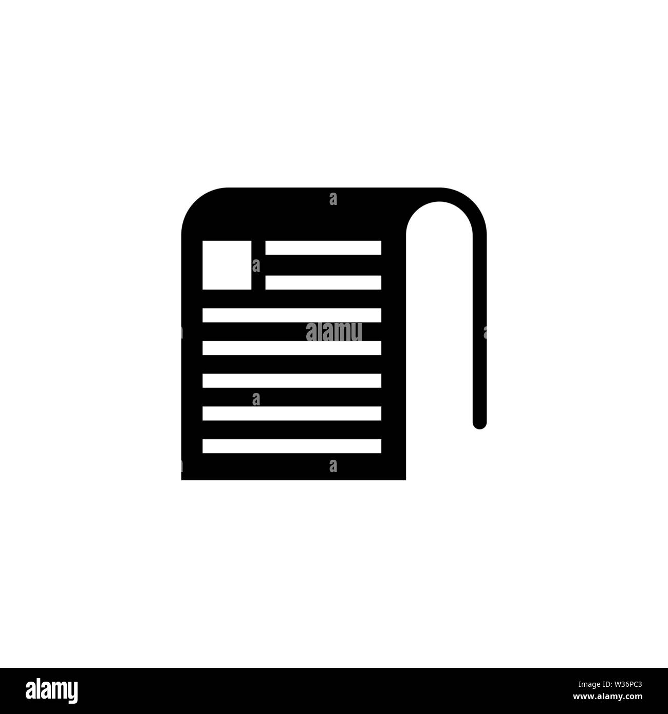 Zeitung. Flache Vektor Icon. Einfach schwarzes Symbol auf weißem Hintergrund Stock Vektor