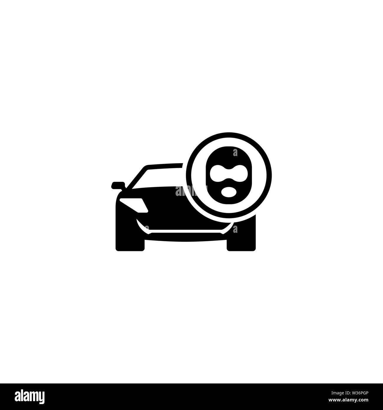 Auto Dieb. Flache Vektor Icon. Einfach schwarzes Symbol auf weißem Hintergrund Stock Vektor