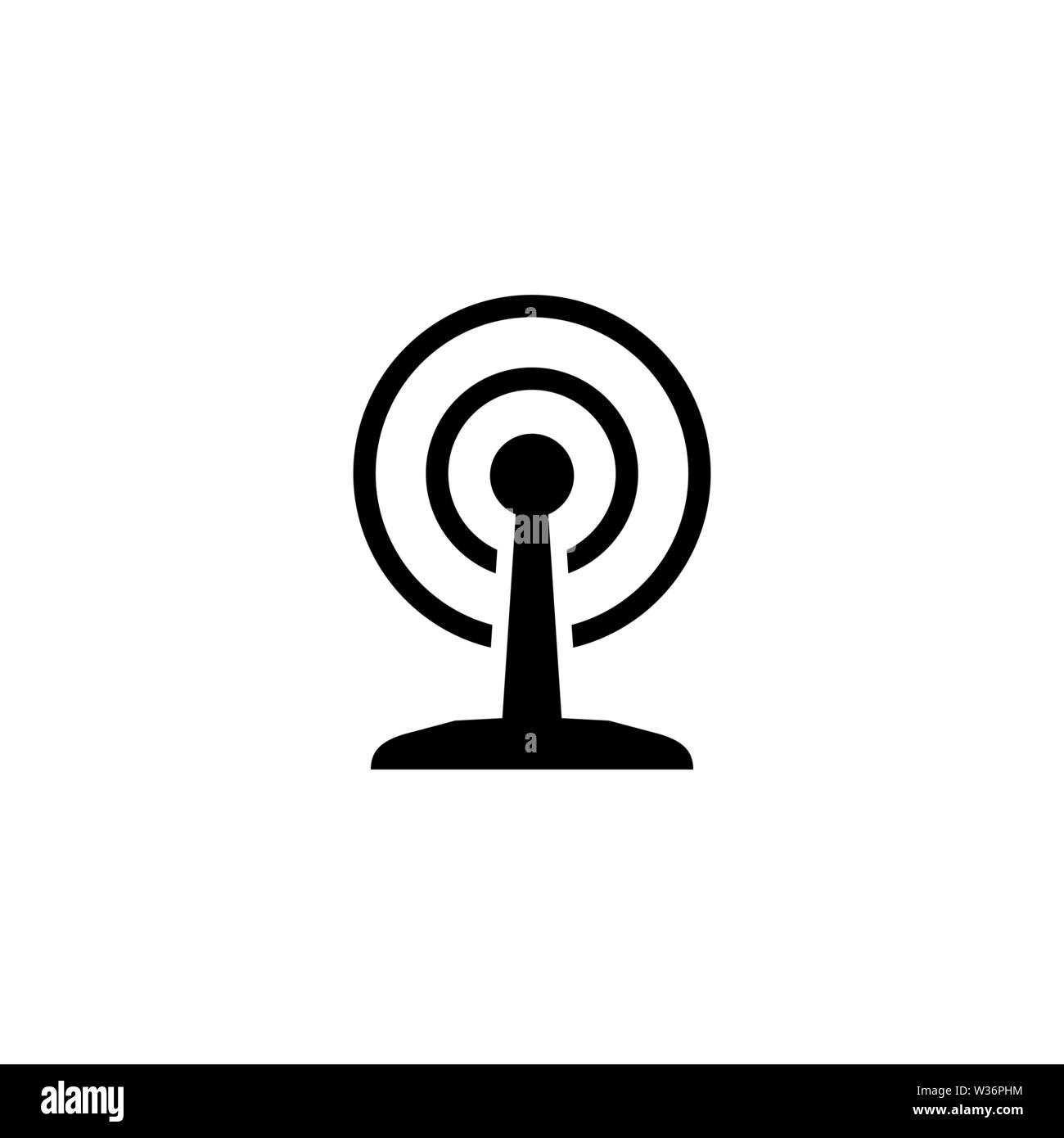 Broadcast Antenne. Flache Vektor Icon. Einfach schwarzes Symbol auf weißem Hintergrund Stock Vektor