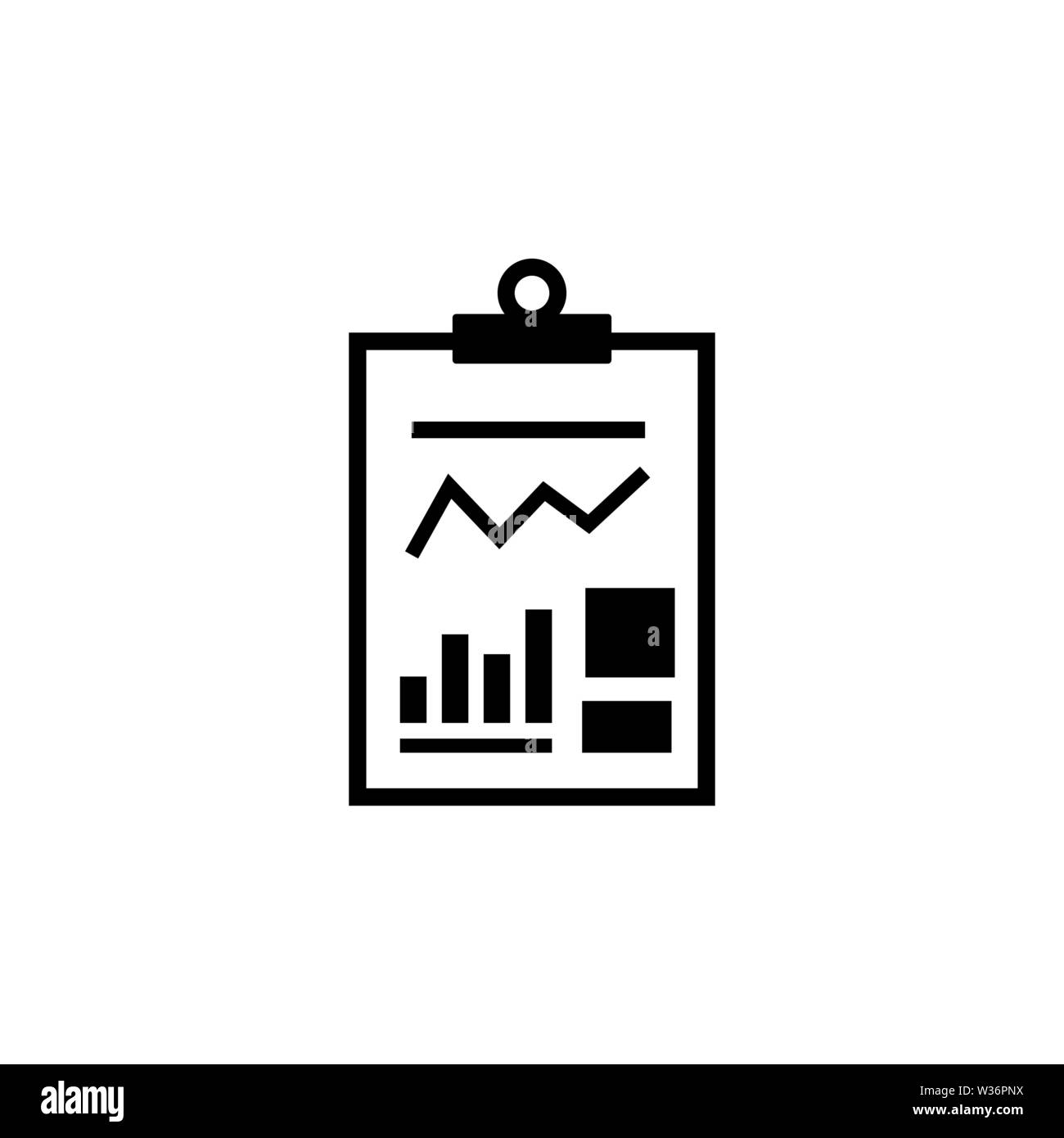 Business Report finanzielle Dokument. Flache Vektor Icon. Einfach schwarzes Symbol auf weißem Hintergrund Stock Vektor