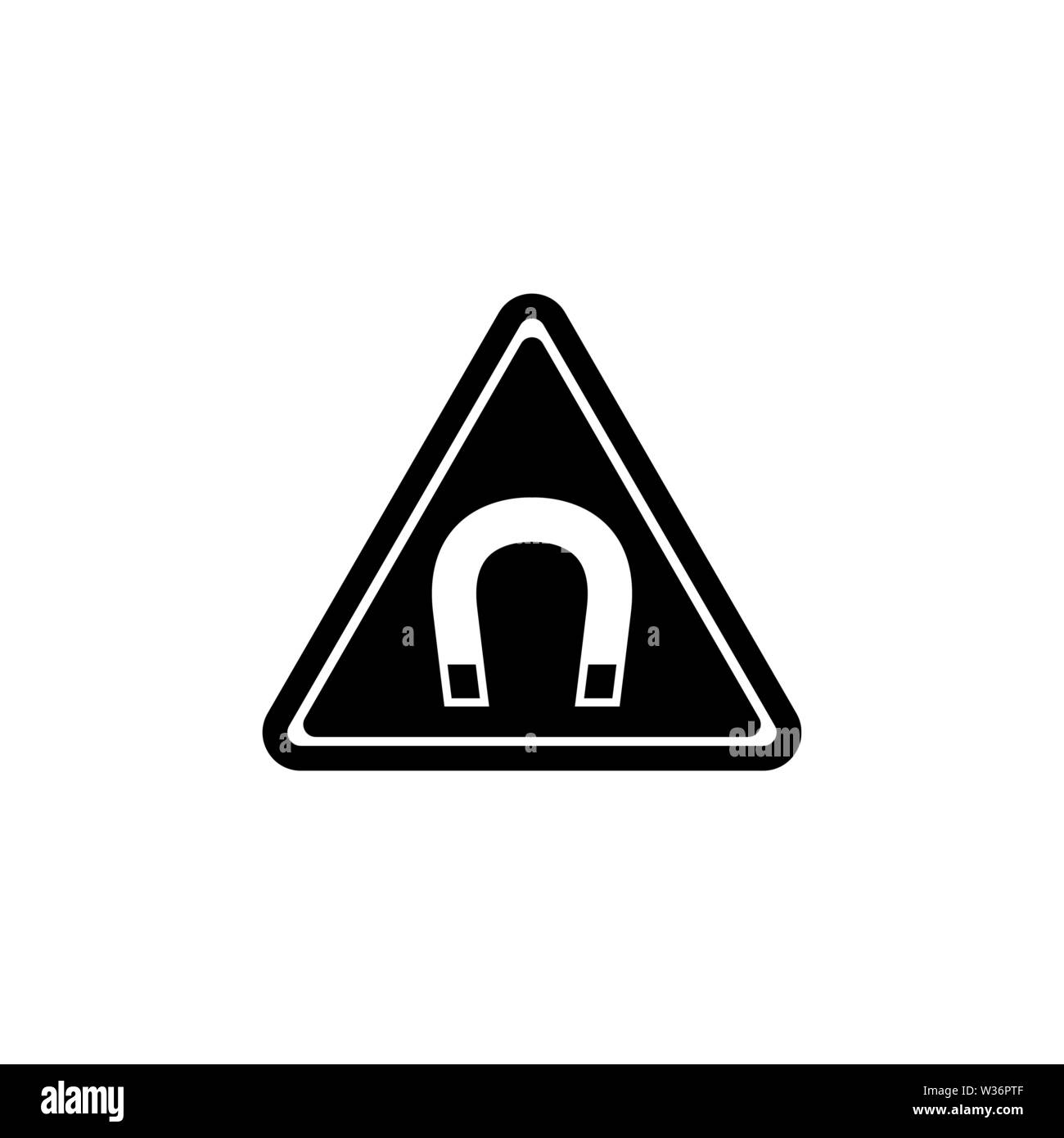 Starke magnetische Feld Warnung. Flache Vektor Icon Abbildung. Einfach schwarzes Symbol auf weißem Hintergrund. Starkes Magnetfeld Warning sign Design templ Stock Vektor