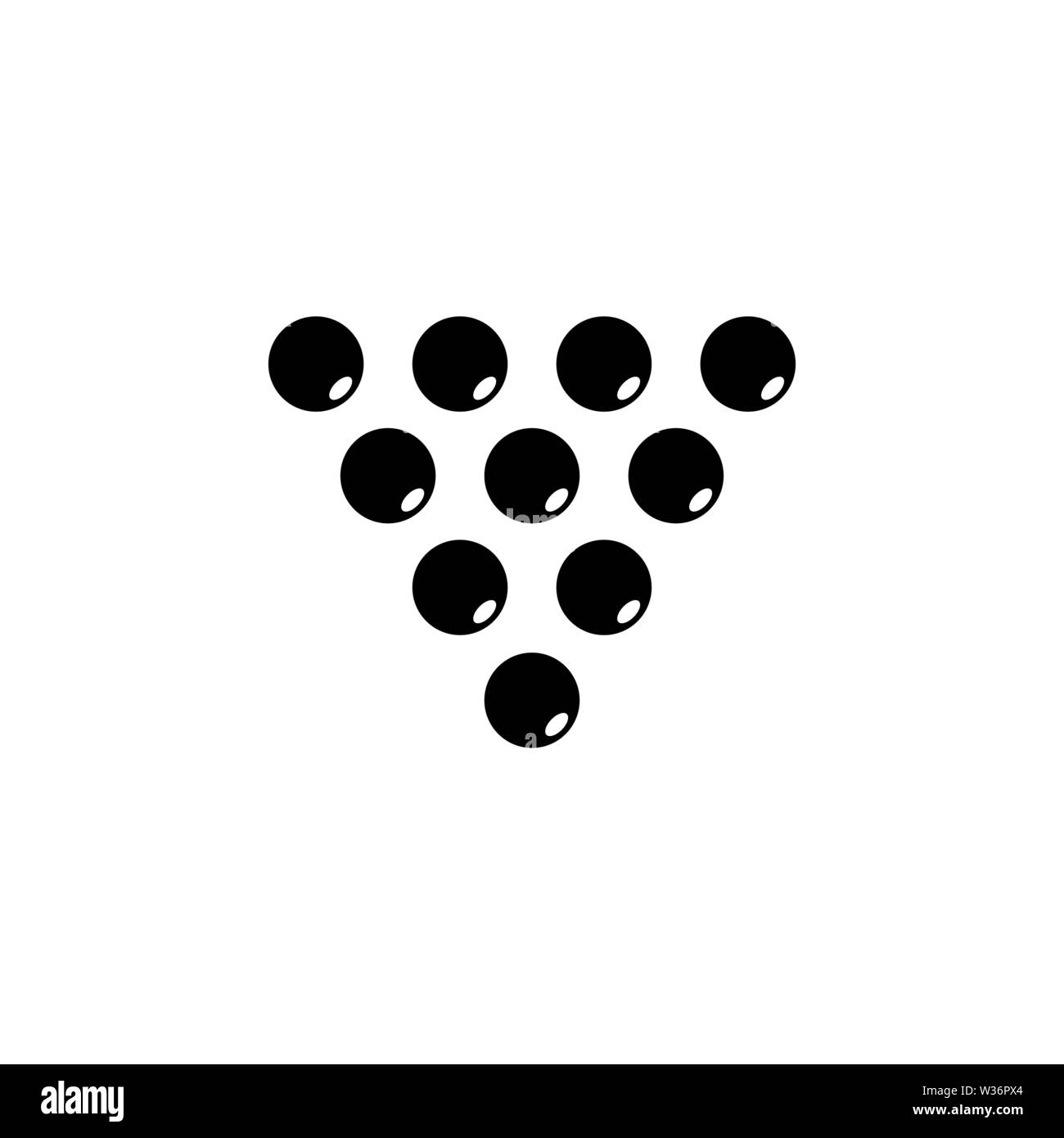 Billard Kugeln, Dreieck. Flache Vektor Icon Abbildung. Einfach schwarzes Symbol auf weißem Hintergrund. Billard Kugeln Dreieck Design Template für Web Stock Vektor